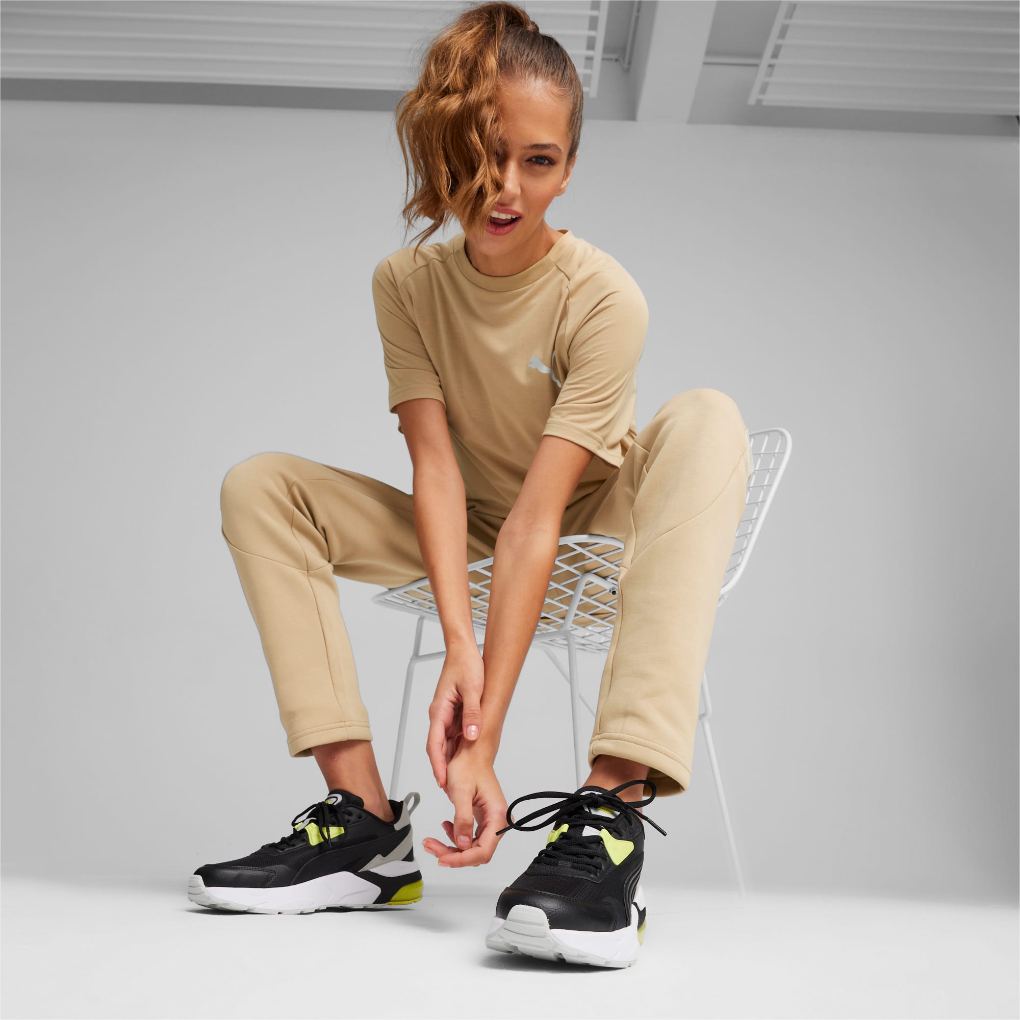 Women's PUMA Vis2K Sneakers, Black/Lime Sheen, Size 35,5, Shoes