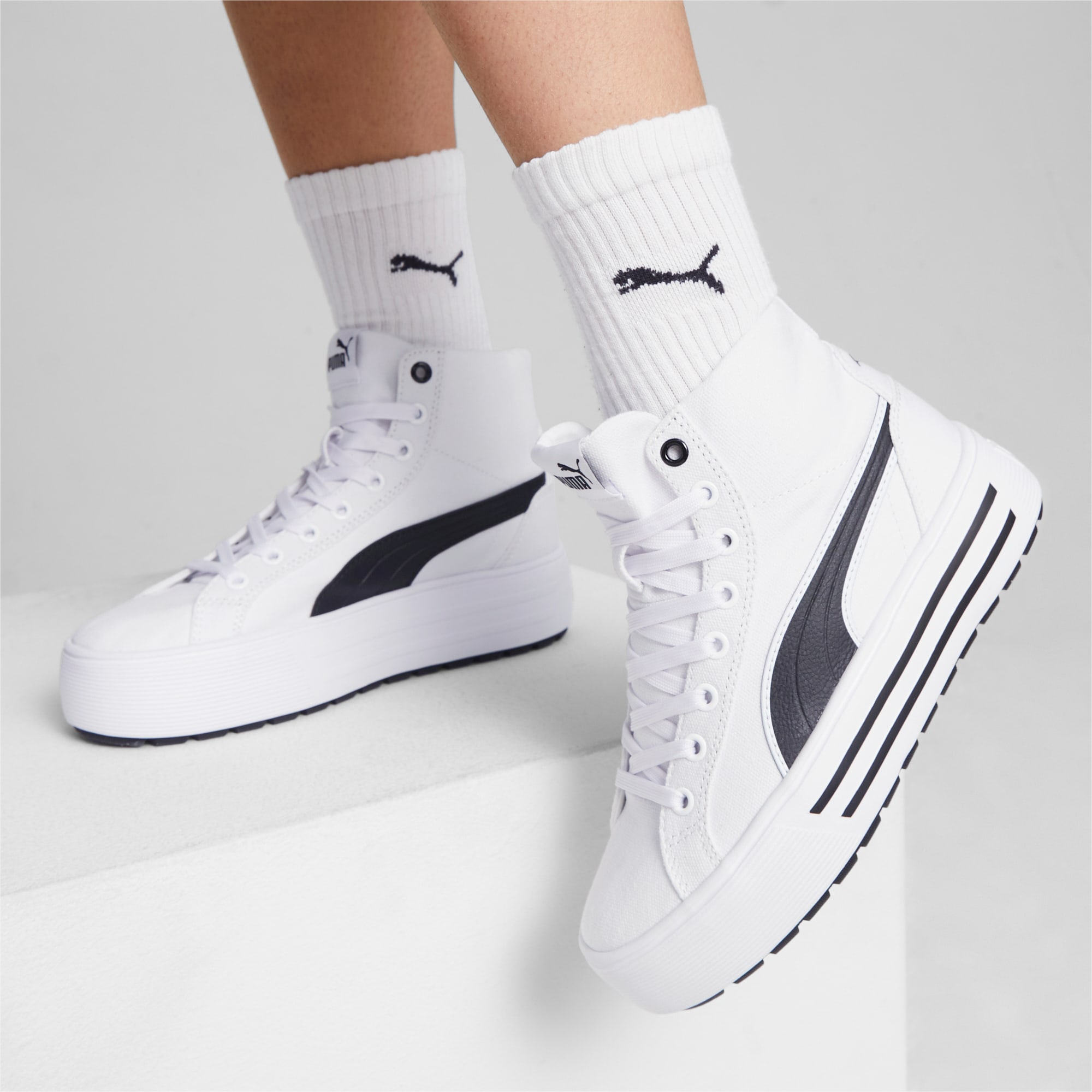 PUMA Chaussure Sneakers Mi-hautes Kaia 2.0 Femme, Blanc/Noir