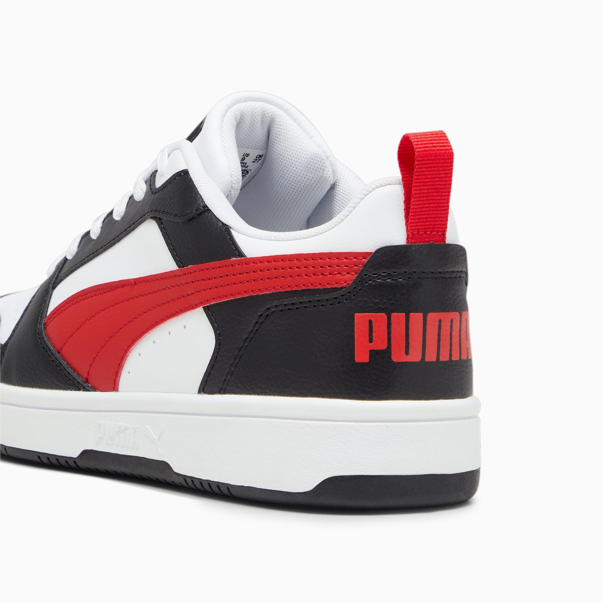 Women's PUMA Rebound V6 Low Sneakers, White/For All Time Red/Black, Size 35,5, Shoes
