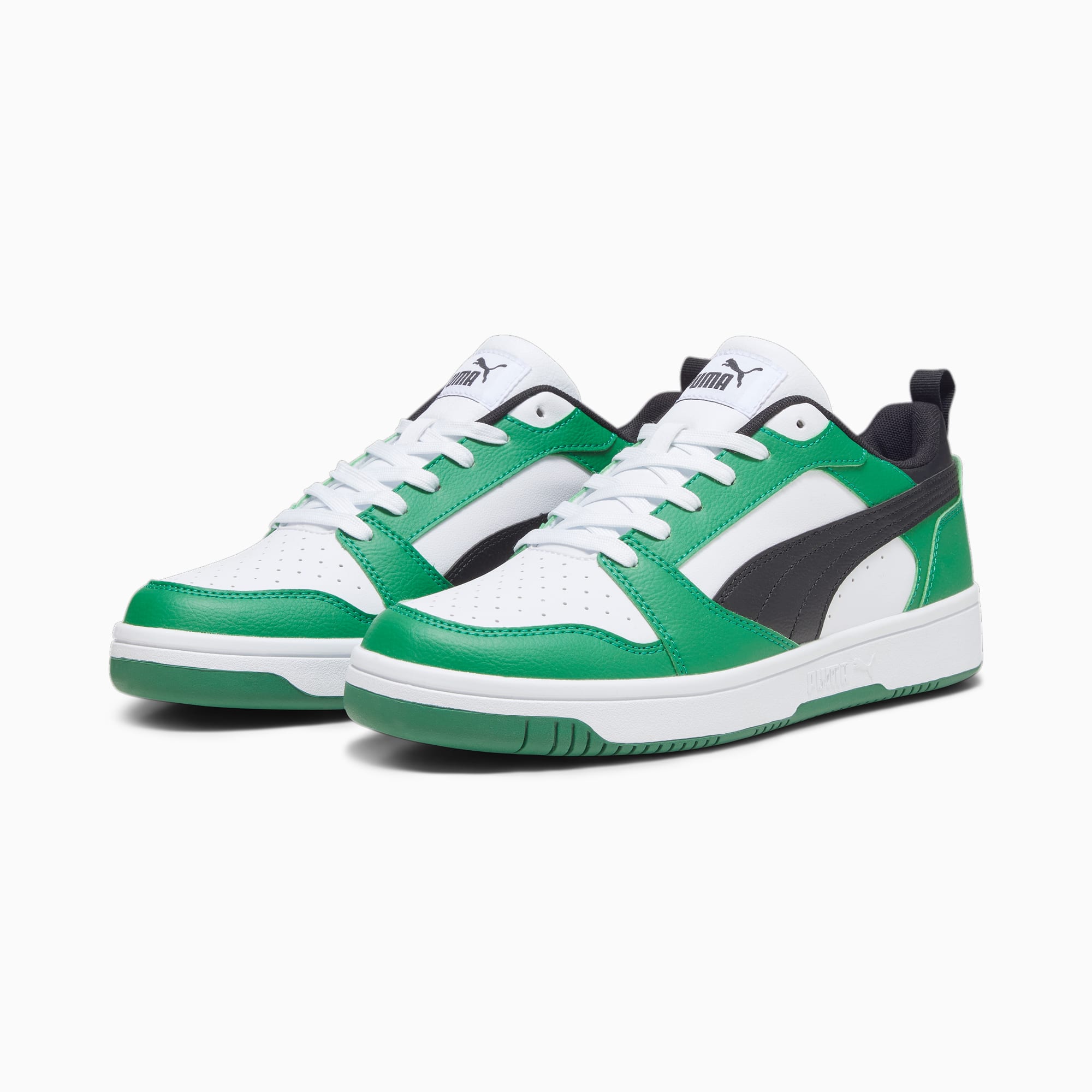 Women's PUMA Rebound V6 Low Sneakers, White/Black/Archive Green, Size 35,5, Shoes