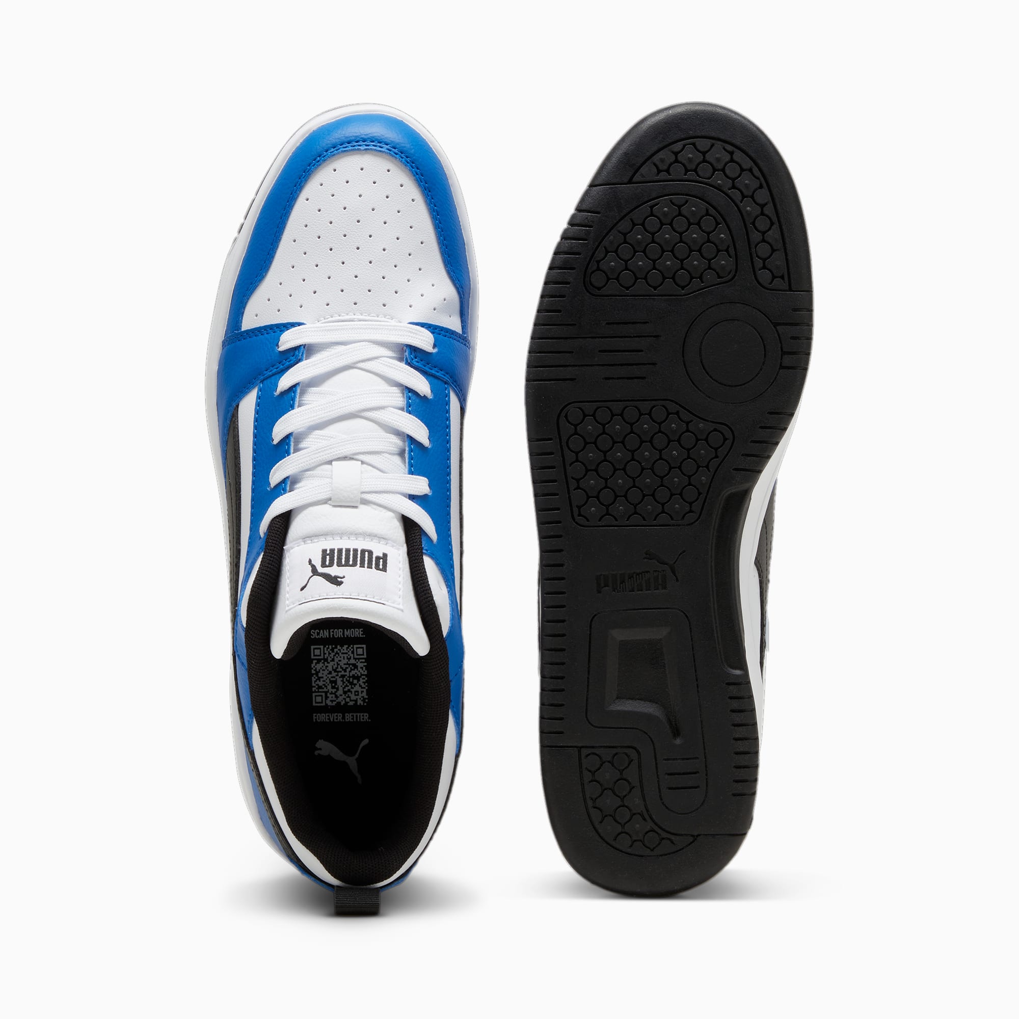 PUMA Chaussure Sneakers Rebound V6 Low, Blanc/Bleu/Noir