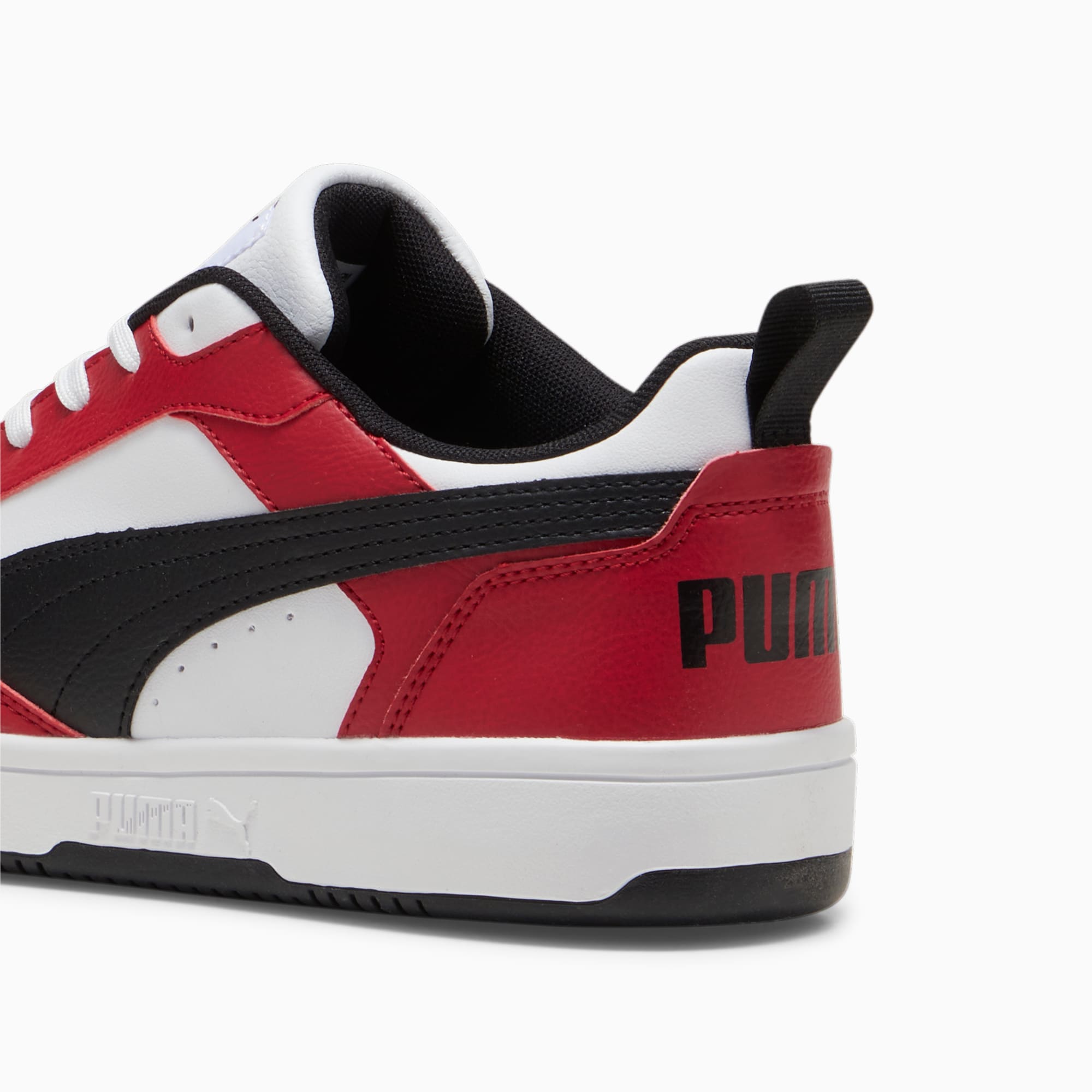 Women's PUMA Rebound V6 Low Sneakers, White/Black/Club Red, Size 35,5, Shoes