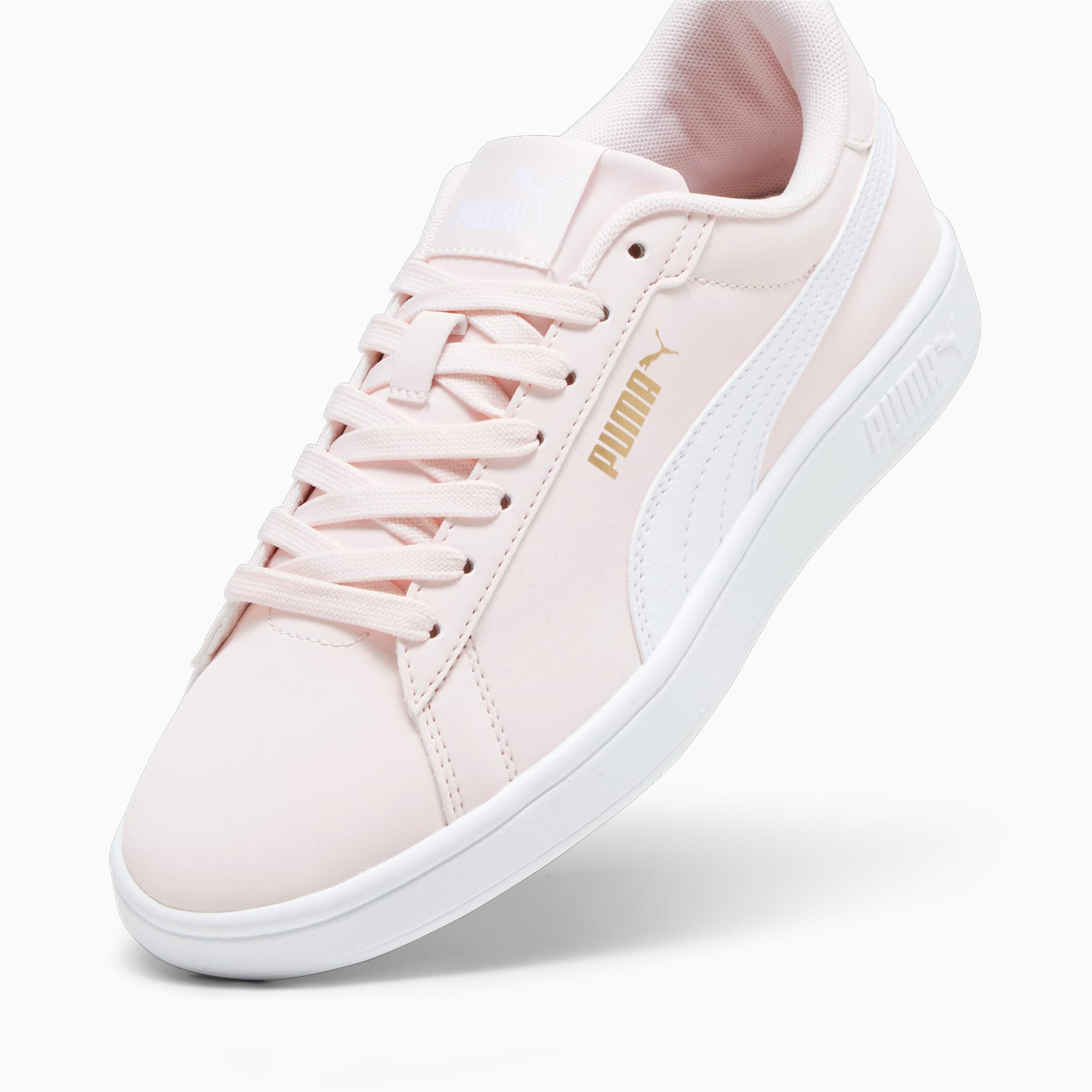 PUMA Smash 3.0 Buck sneakers voor Dames, Roze/Wit/Goud
