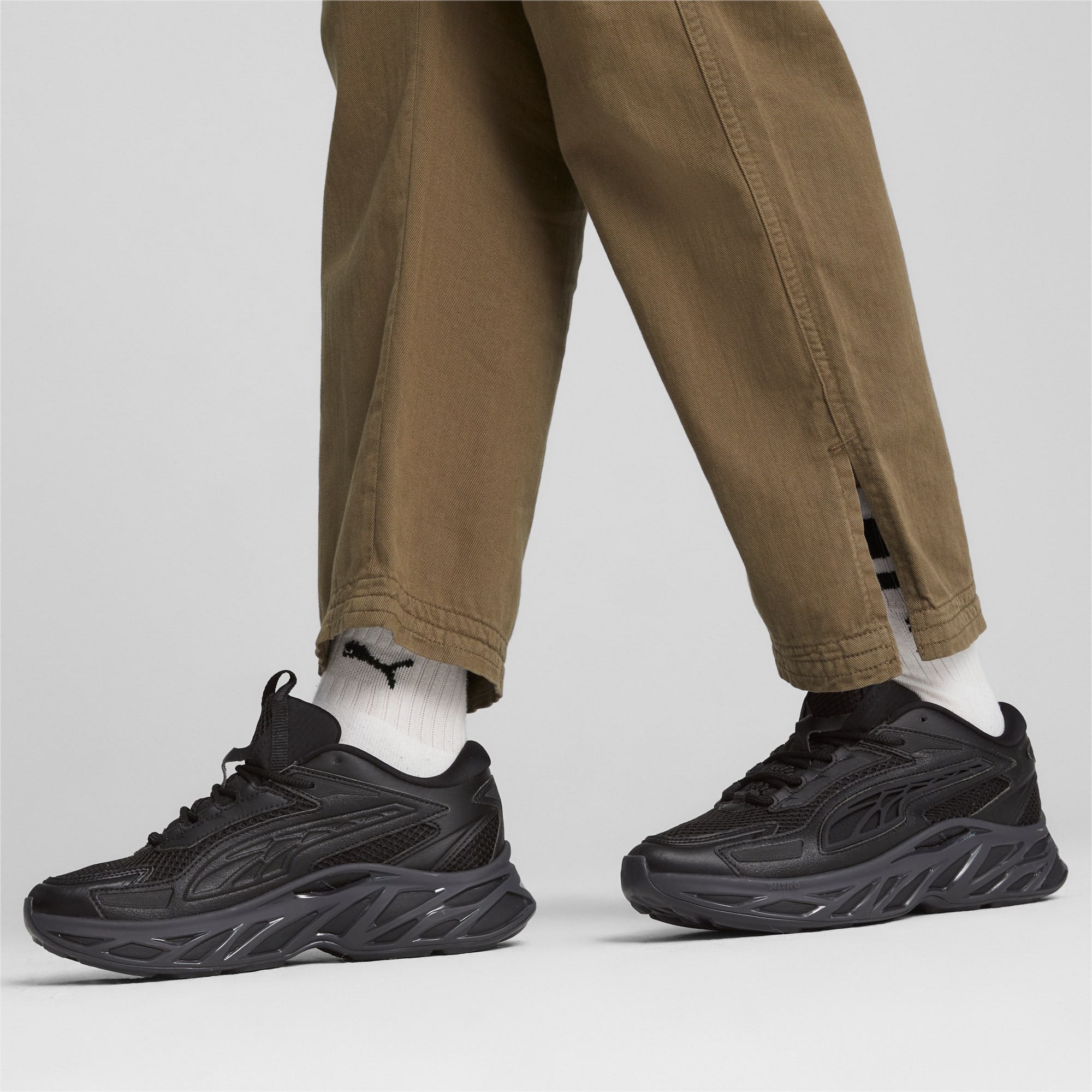 Men's PUMA Exotek Sneakers, Black/Flat Dark Grey, Size 37, Shoes