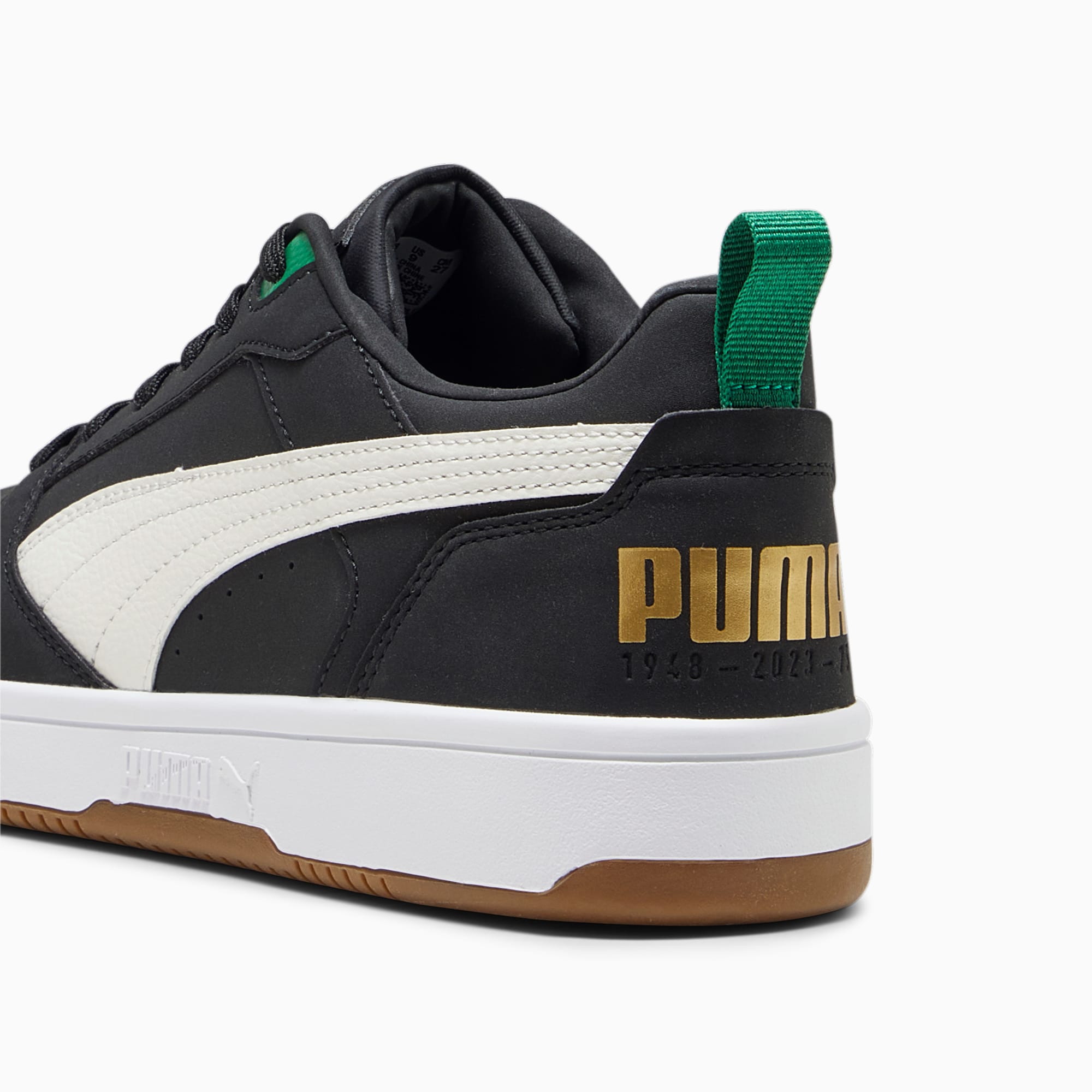 Women's PUMA Rebound Low 75 Years Sneakers, Black/Warm White/Archive Green