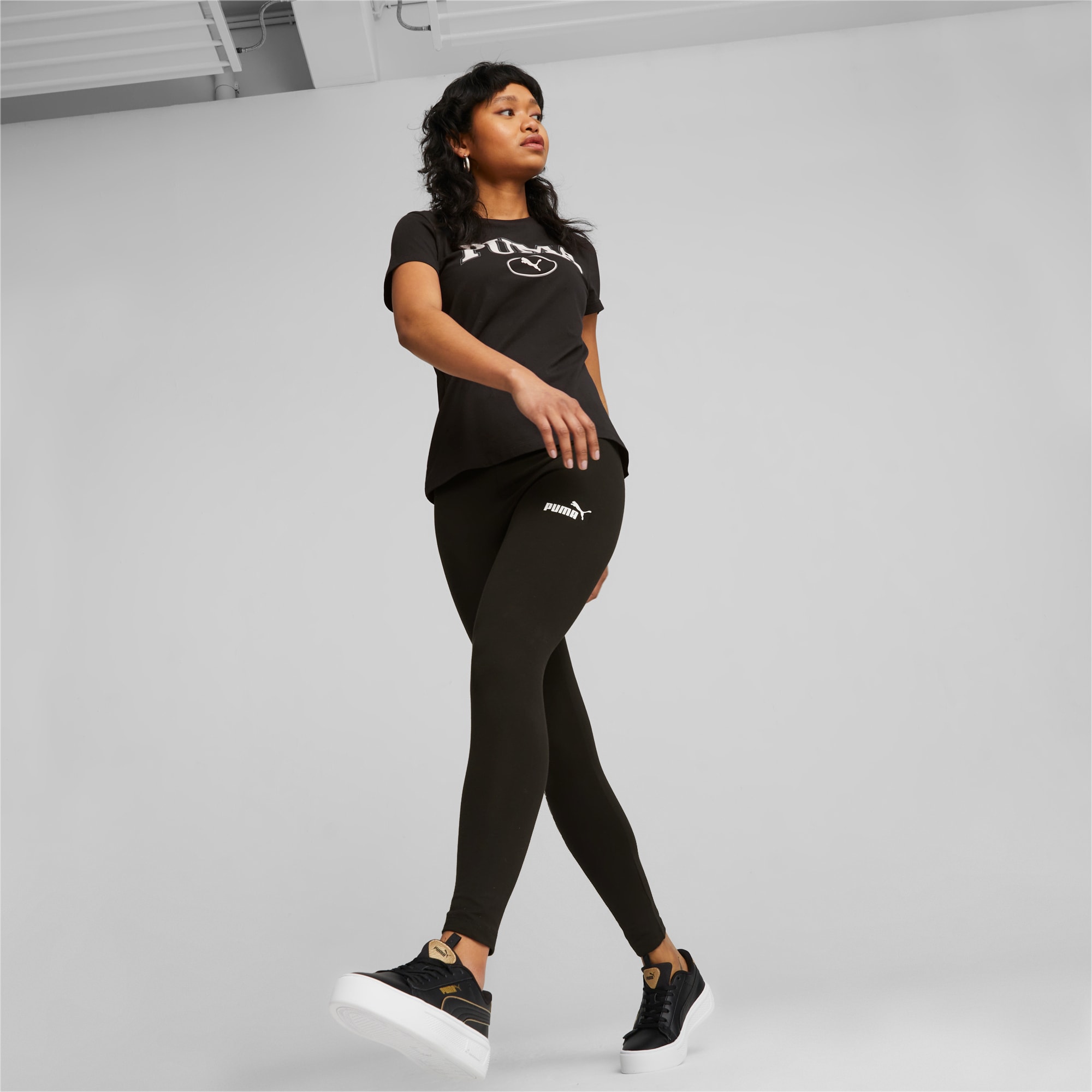 PUMA Chaussure Sneakers Smash Platform V3 Pop Up Femme, Noir/Blanc/Or