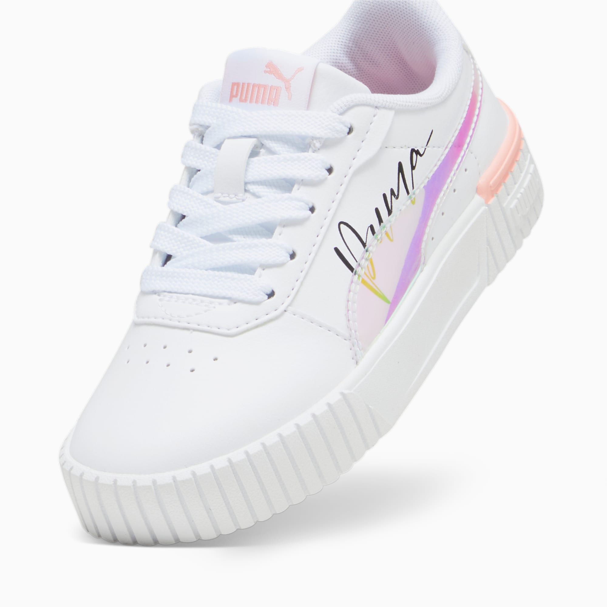 PUMA Carina 2.0 Crystal Wing Kids' Sneakers, White/Peach Smoothie/Black, Size 27,5, Shoes
