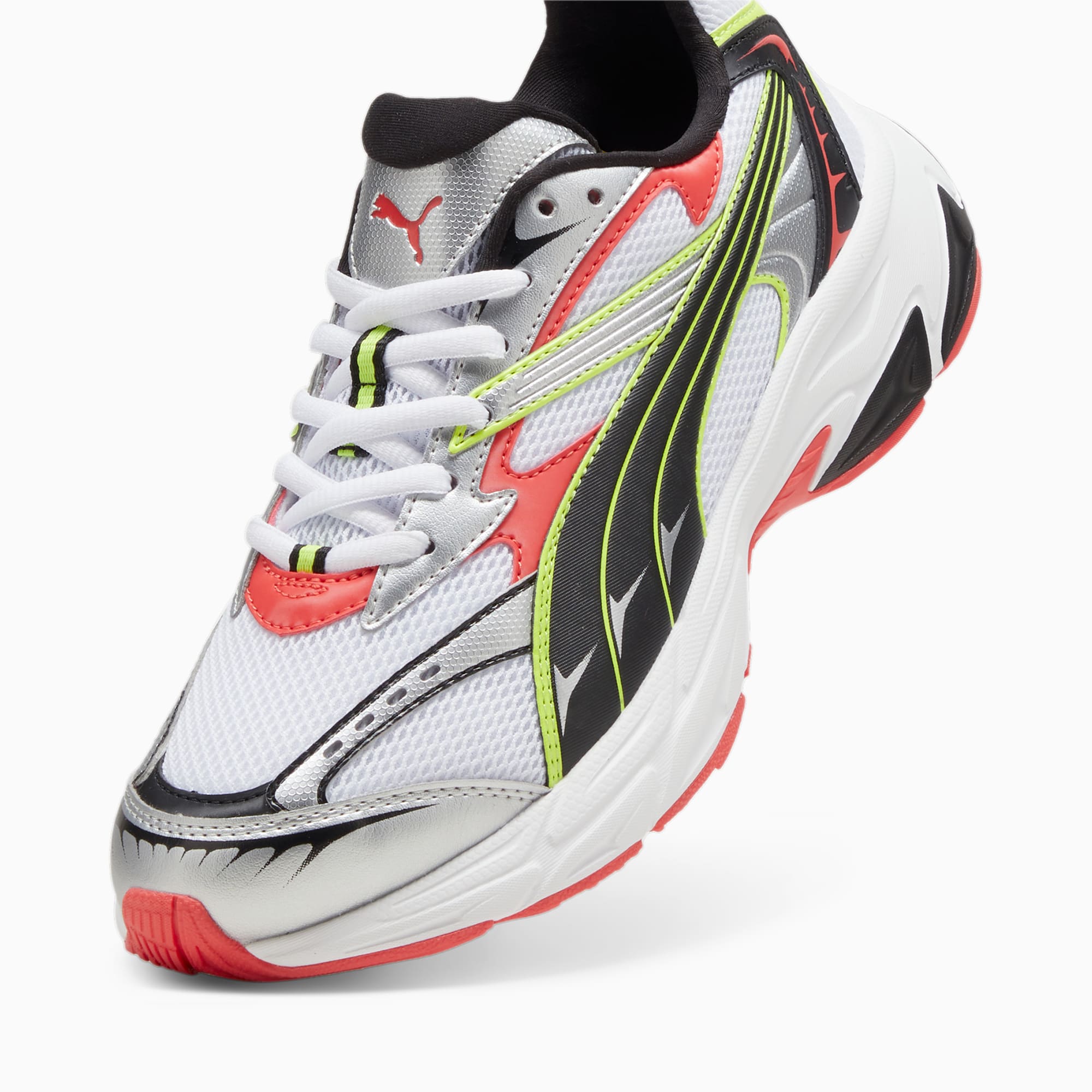 PUMA Morphic Sneakers Voor Dames, Wit/Zwart/Rood