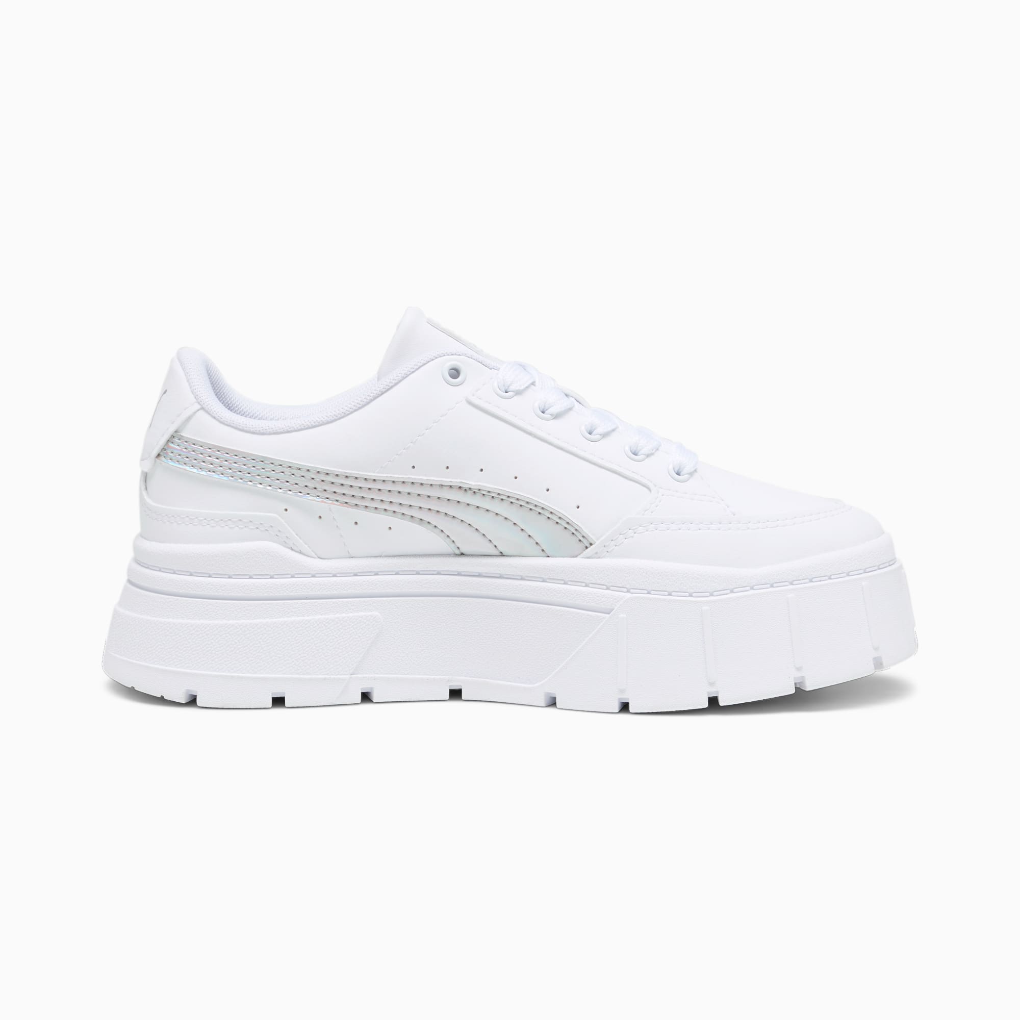 PUMA Mayze Stack Iridescent Youth Sneakers, White/Silver