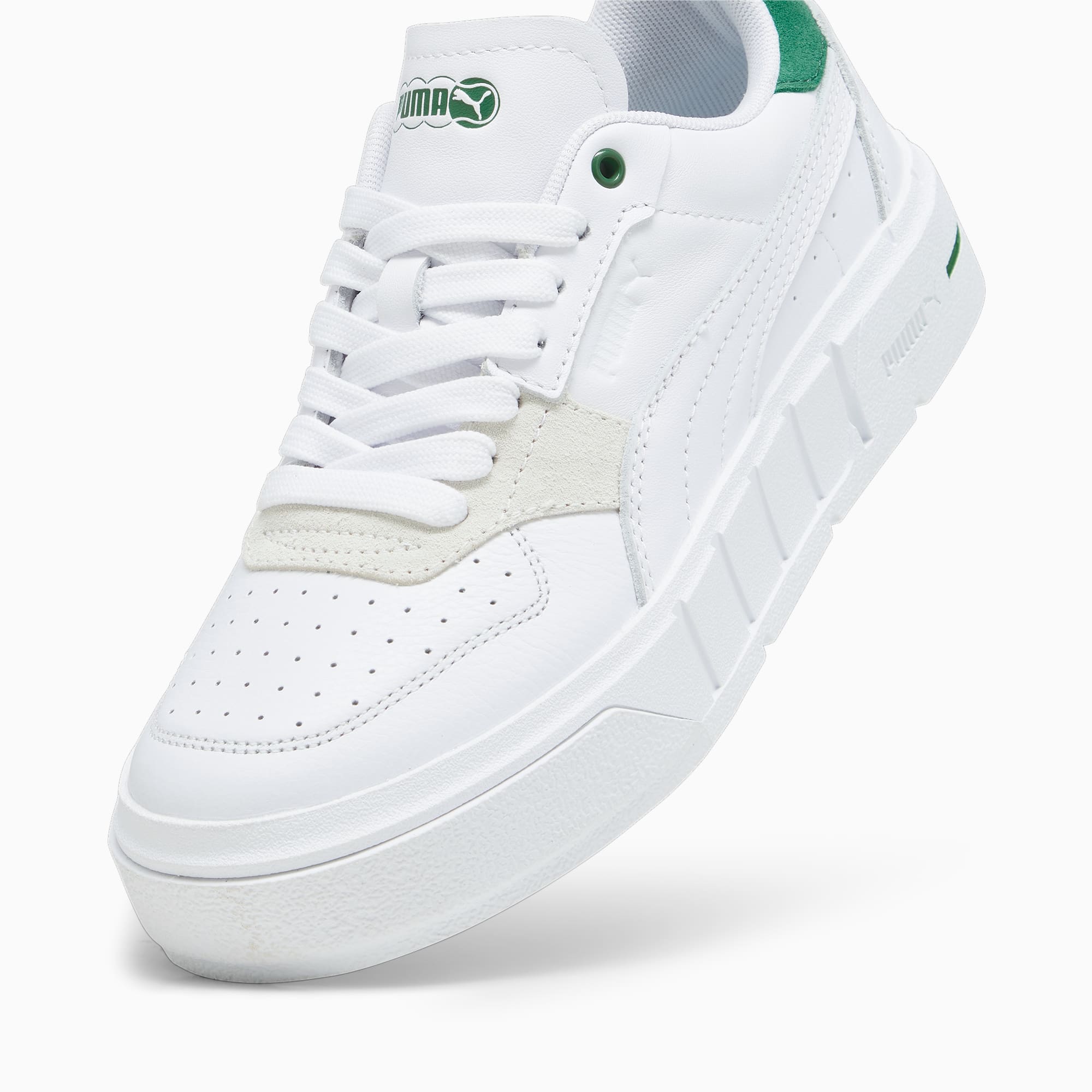 PUMA Cali Court Match Sneakers Damen Schuhe, Weiß/Grün, Größe: 35.5, Schuhe