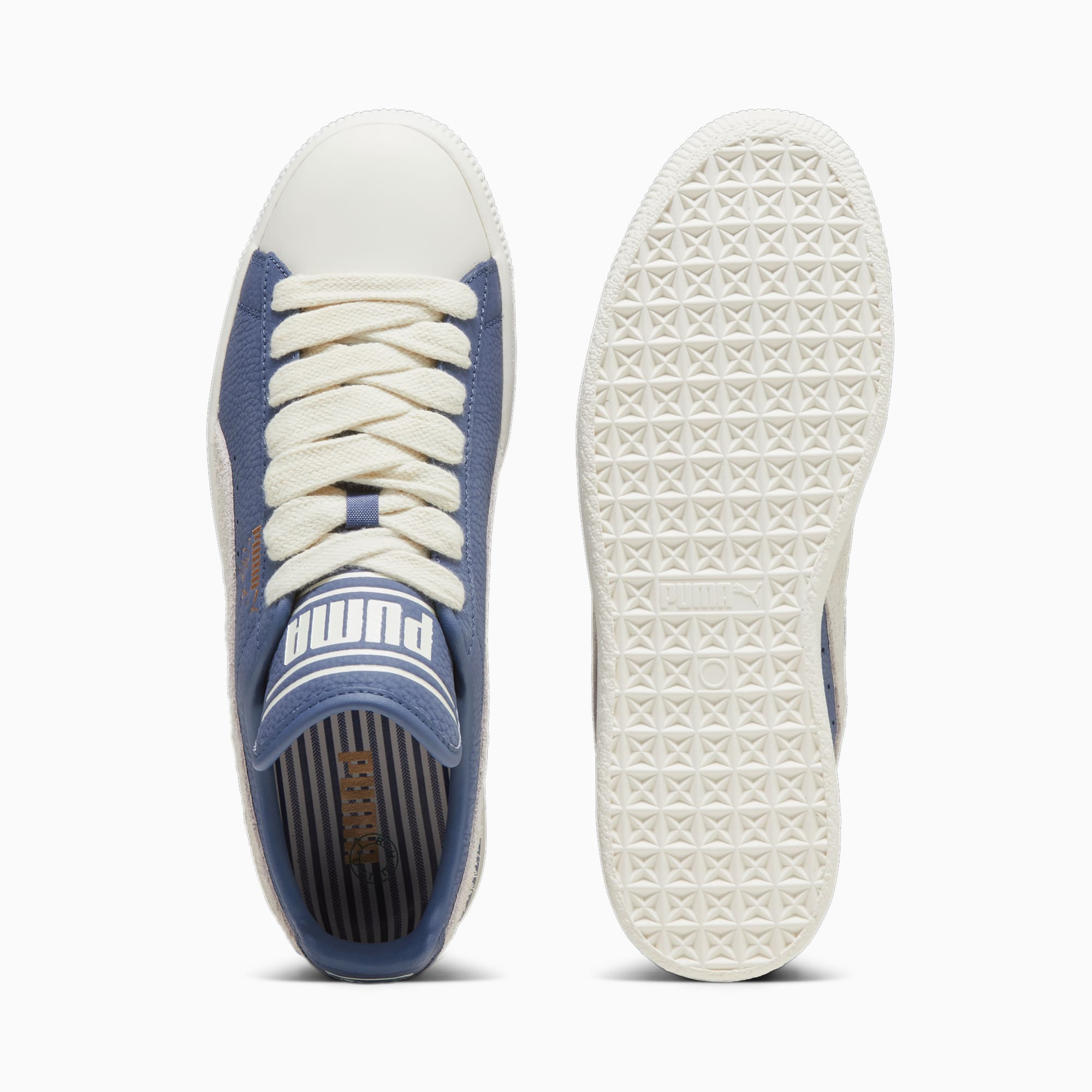 Men's PUMA X Rhuigi Clyde Sneakers, Pristine/Pristine/Inky Blue, Size 35,5, Shoes