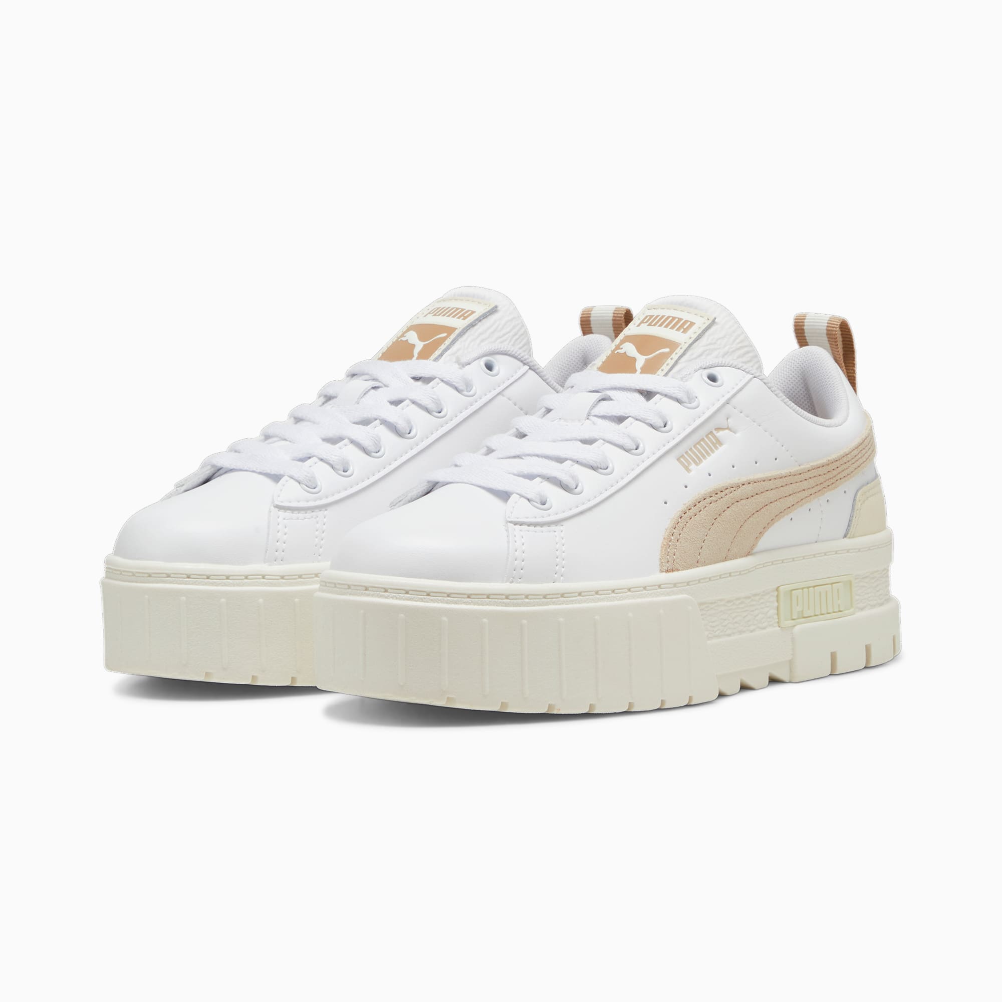 PUMA Mayze Ow Sneakers Women, White/Putty/Warm White, Size 35,5, Shoes