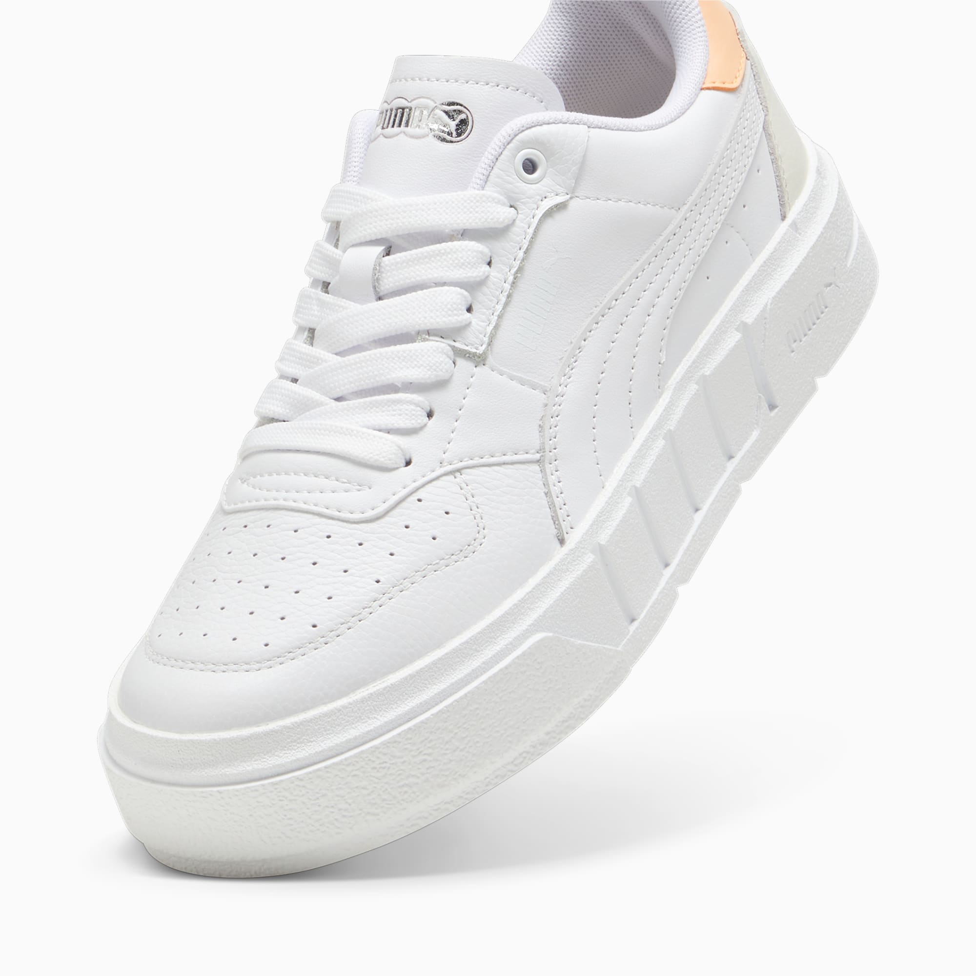 PUMA Cali Court leren damessneakers, Wit/Roze