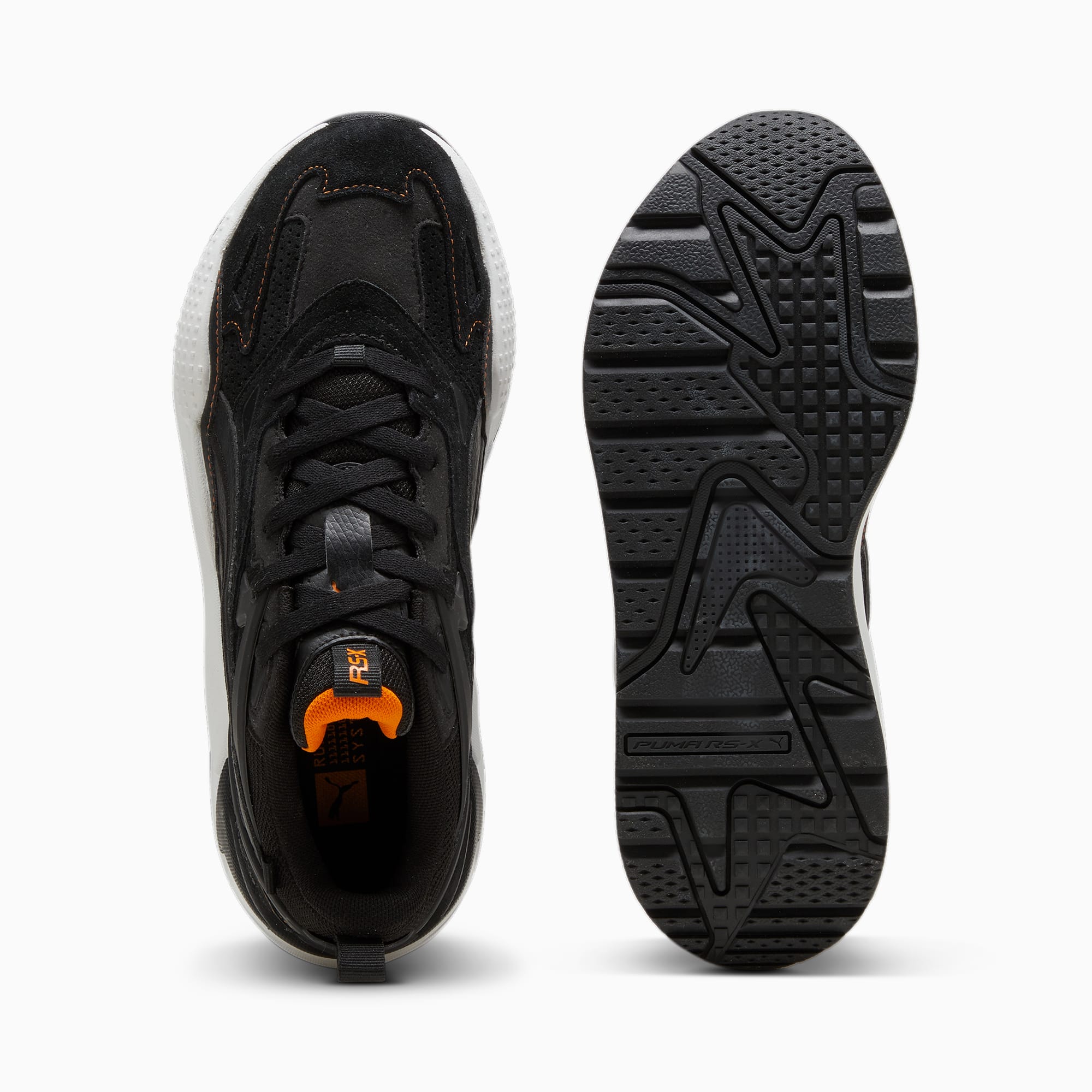 Women's PUMA Rs-X Efekt Perforated Sneakers, Black/Pumpkin Pie