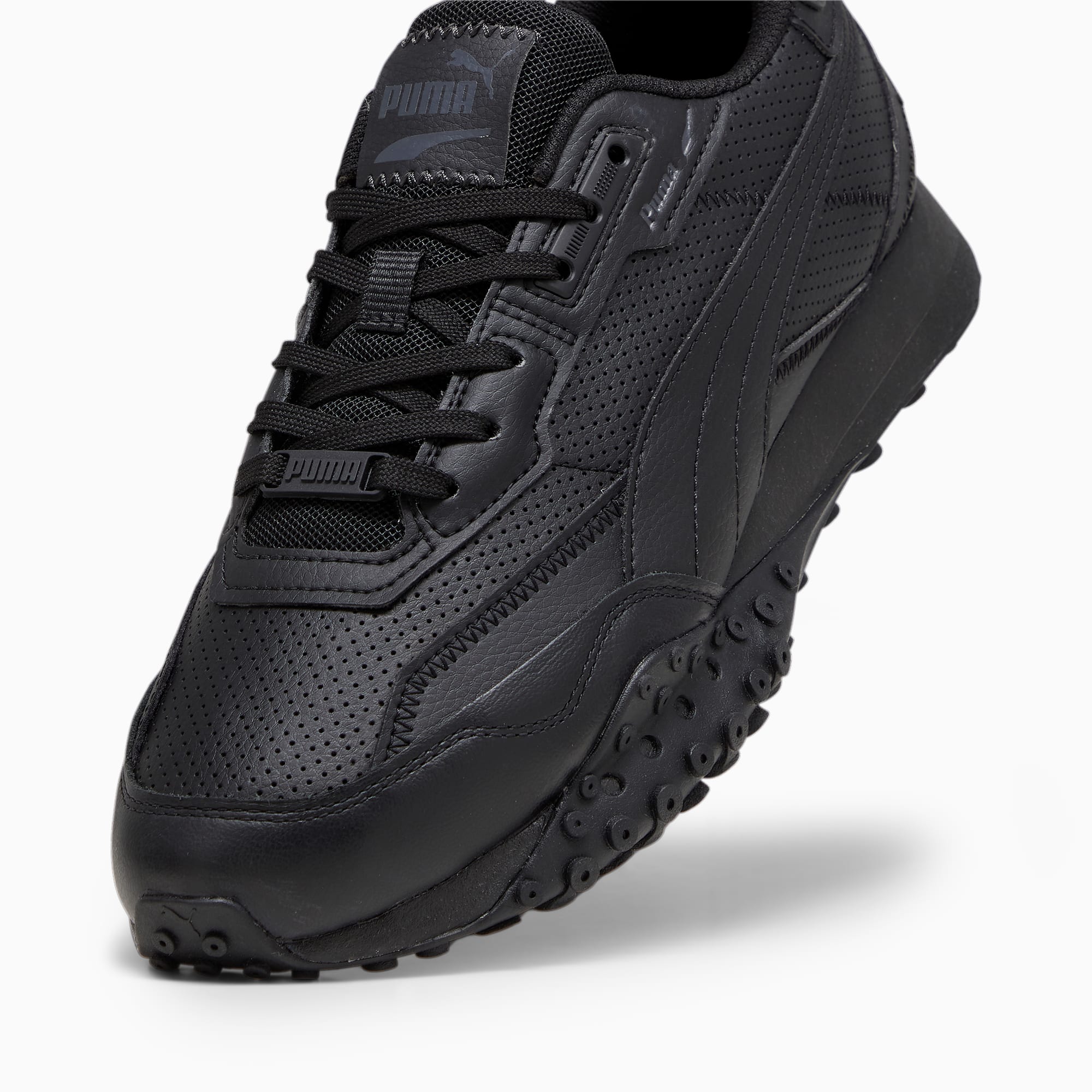 PUMA Blacktop Rider leren sneakers voor Dames, Grijs/Zwart