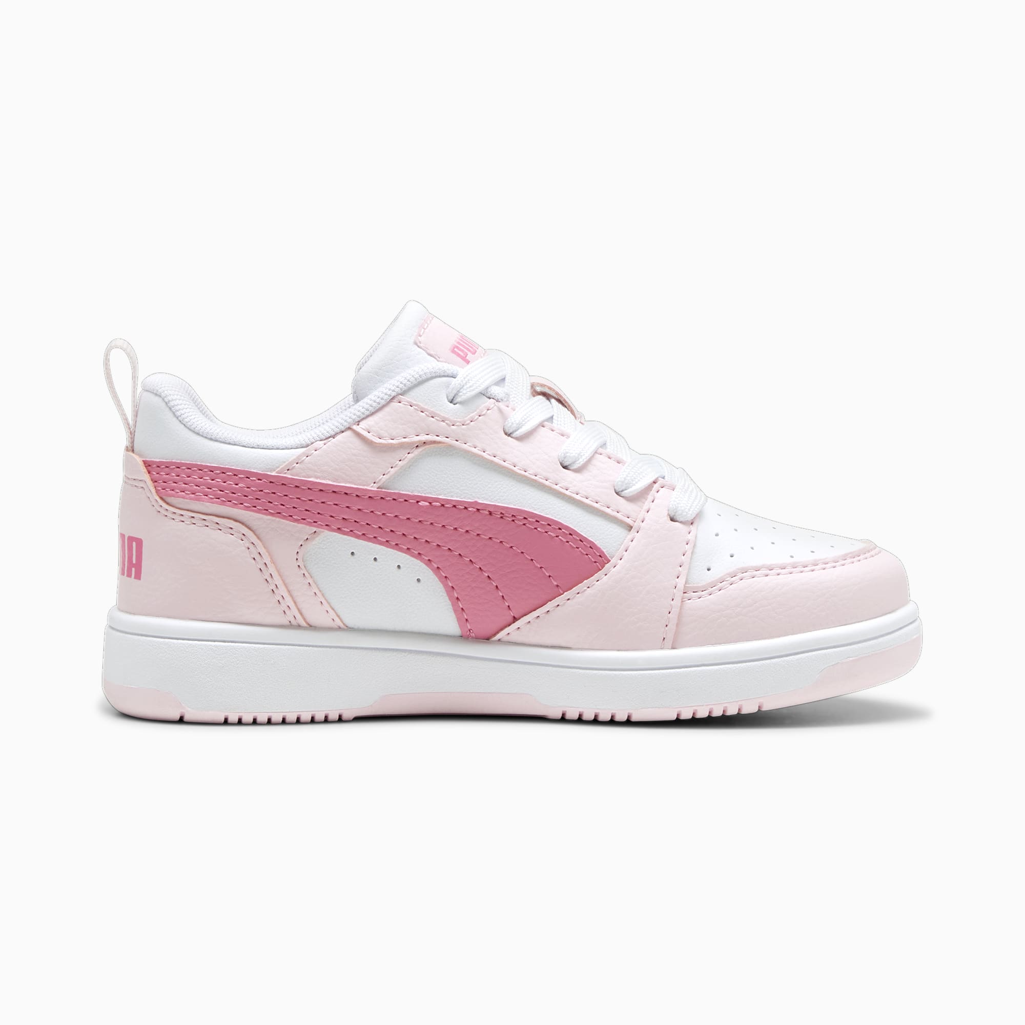 PUMA Rebound V6 Lo Kids' Sneakers, White/Fast Pink/Whisp Of Pink, Size 27,5, Shoes