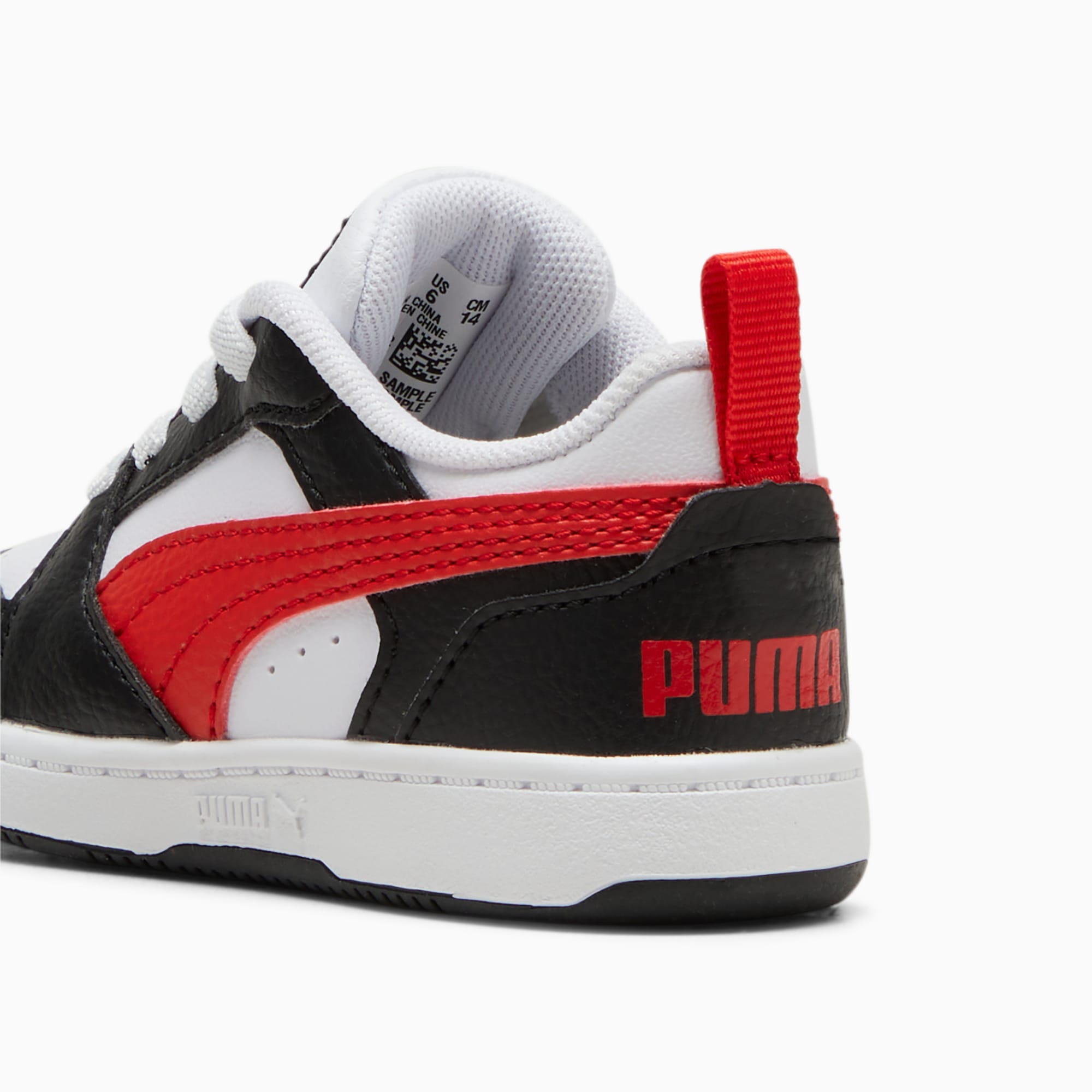 PUMA Rebound V6 Lo Toddlers' Sneakers, White/For All Time Red/Black, Size 19, Shoes