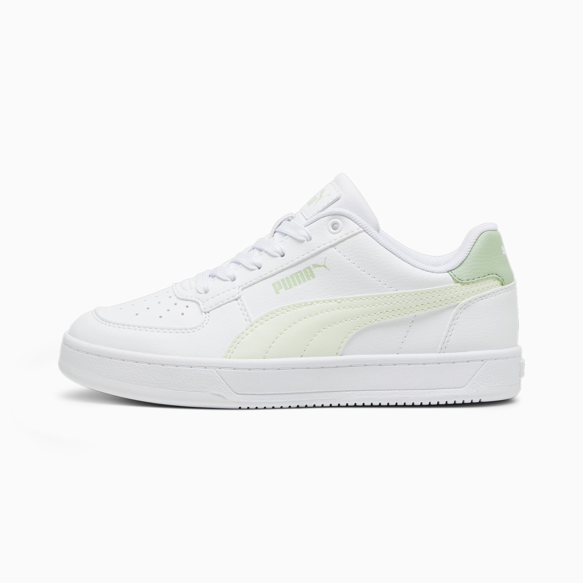 PUMA Caven 2.0 Youth Sneakers, White/Green Illusion/Pure Green, Size 35,5, Shoes