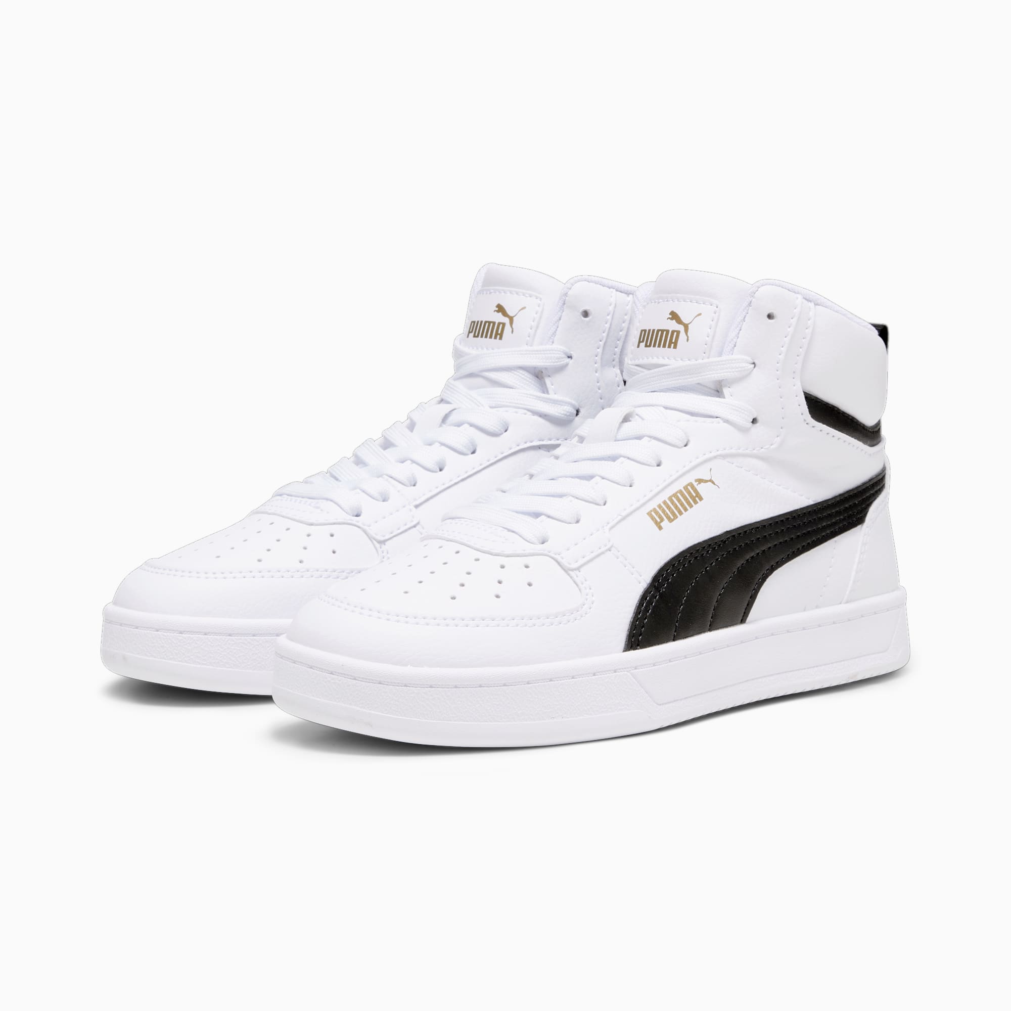 PUMA Caven 2.0 Mid Youth Sneakers, White/Black/Gold, Size 35,5, Shoes