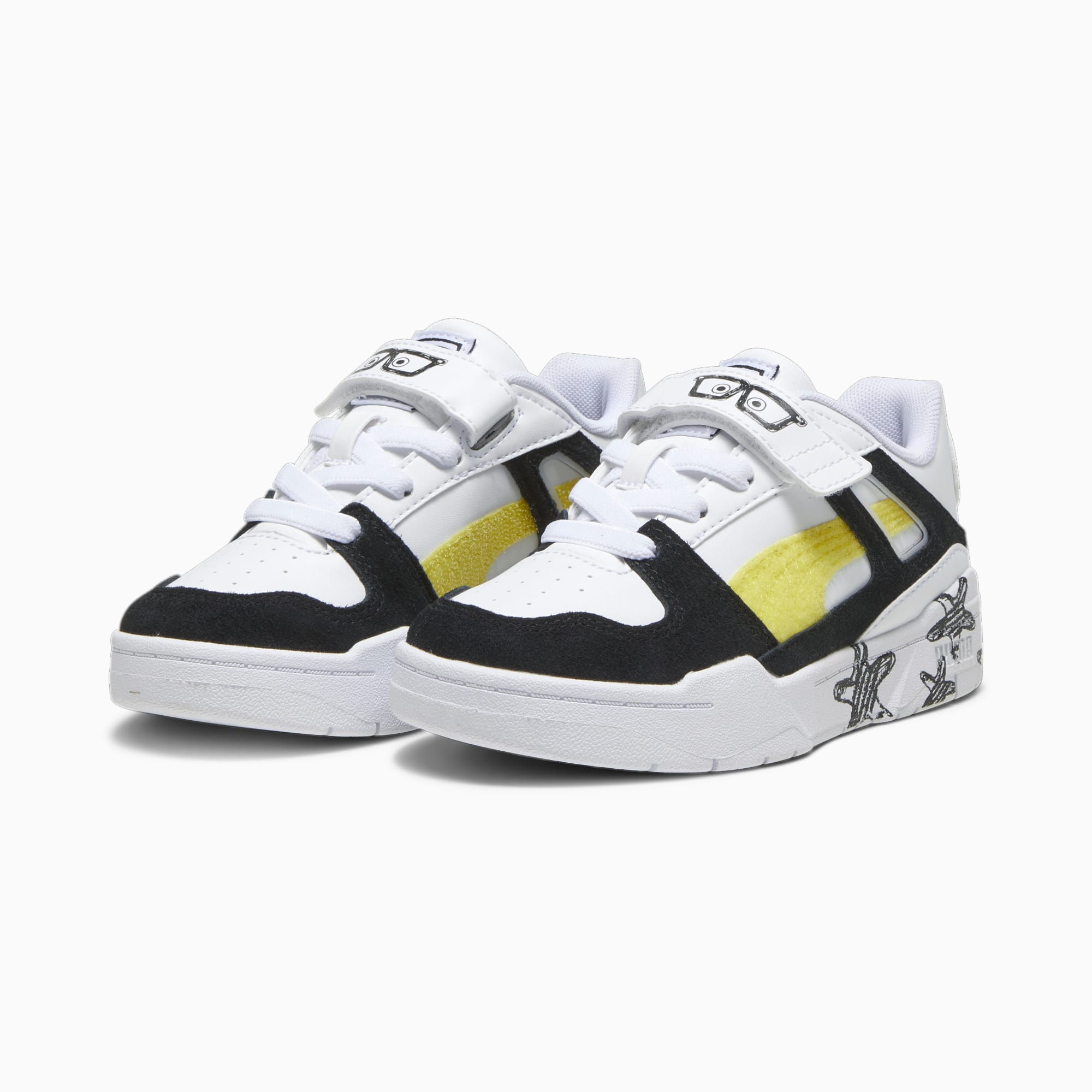 PUMA X Spongebob Squarepants Slipstream Kids' Sneakers, White/Black, Size 27,5, Shoes