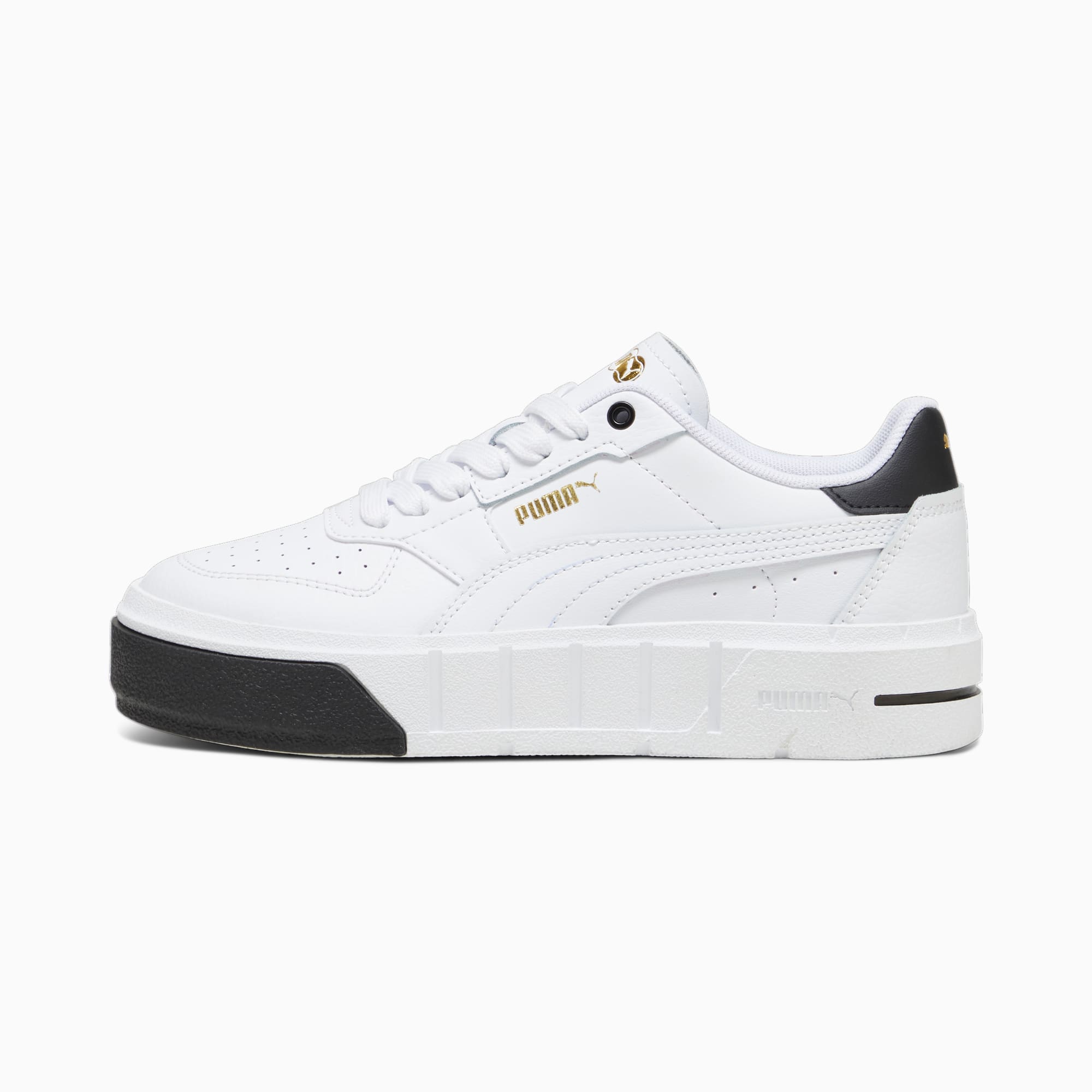 PUMA Cali Court Youth Leather Sneakers, White/Black