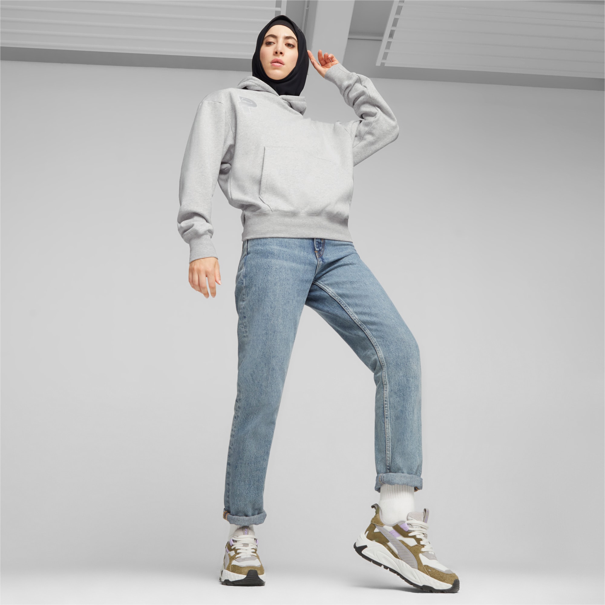 Women's PUMA Rs-Trck New Horizon Sneakers, Sedate Grey/Olive Drab