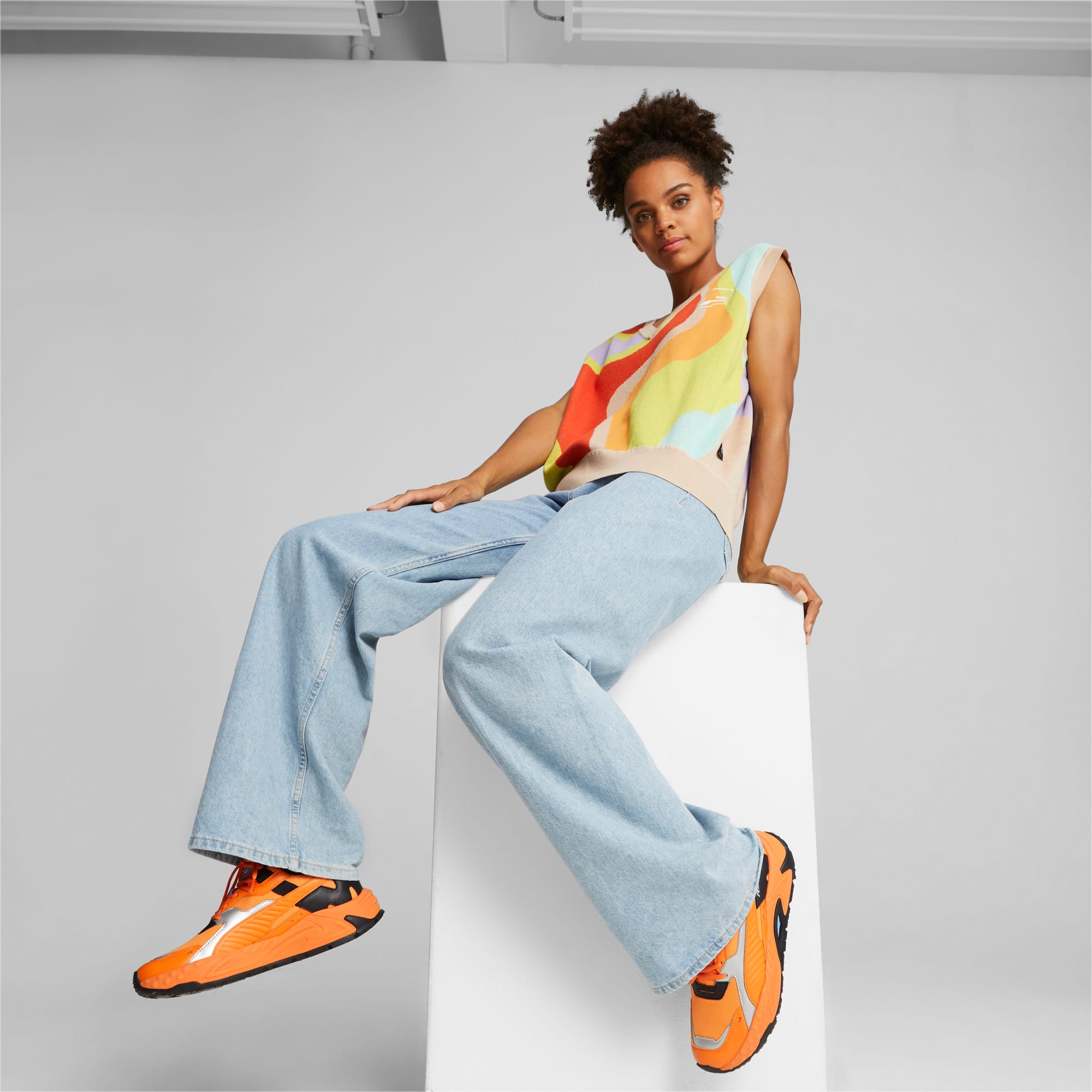 Women's PUMA Rs-Trck Metallic Sneakers, Rickie Orange/Silver