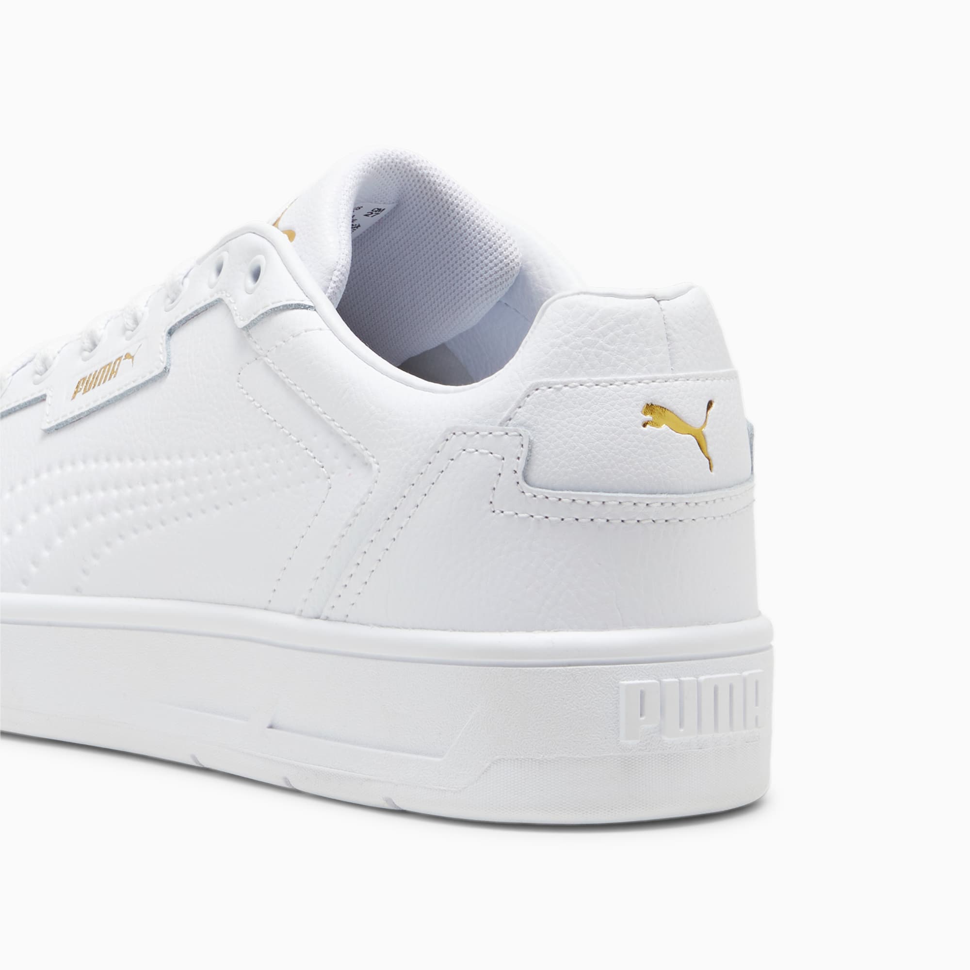 PUMA Court Classic Lux Sneakers Schuhe, Weiß/Gold, Größe: 42.5, Schuhe