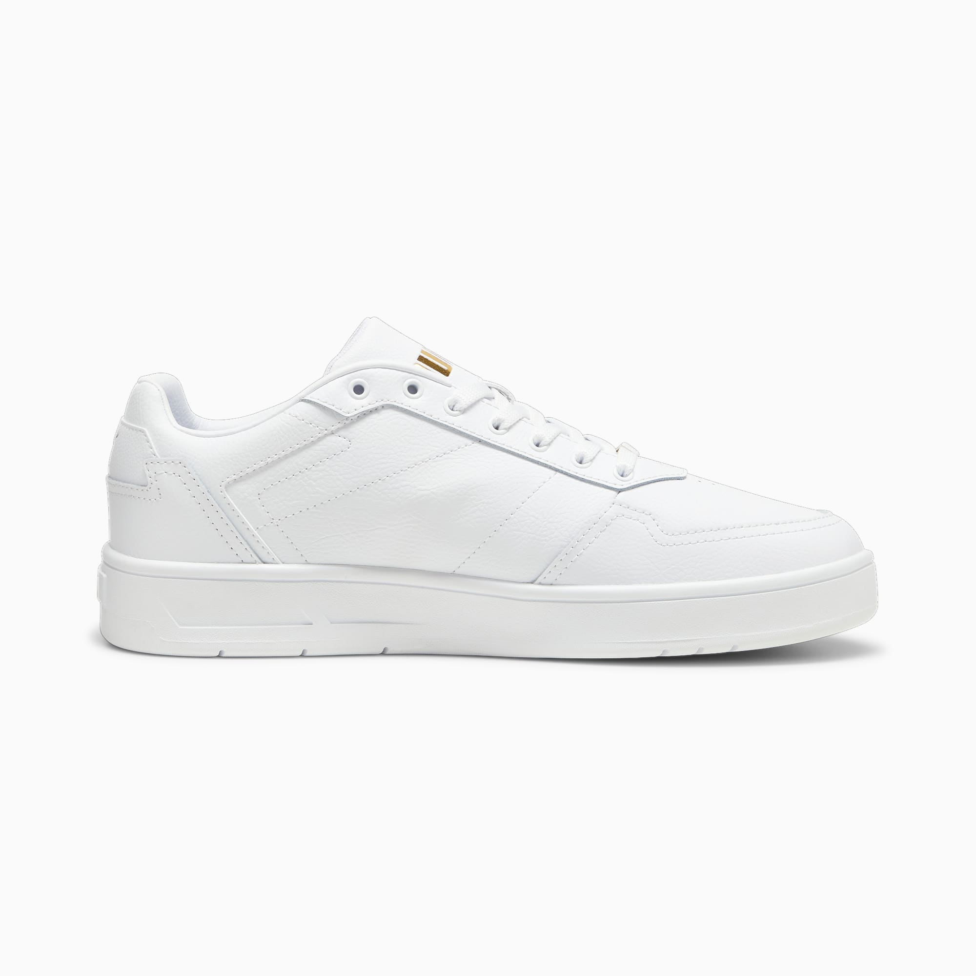 PUMA Court Classic Lux Sneakers Schuhe, Weiß/Gold, Größe: 42.5, Schuhe