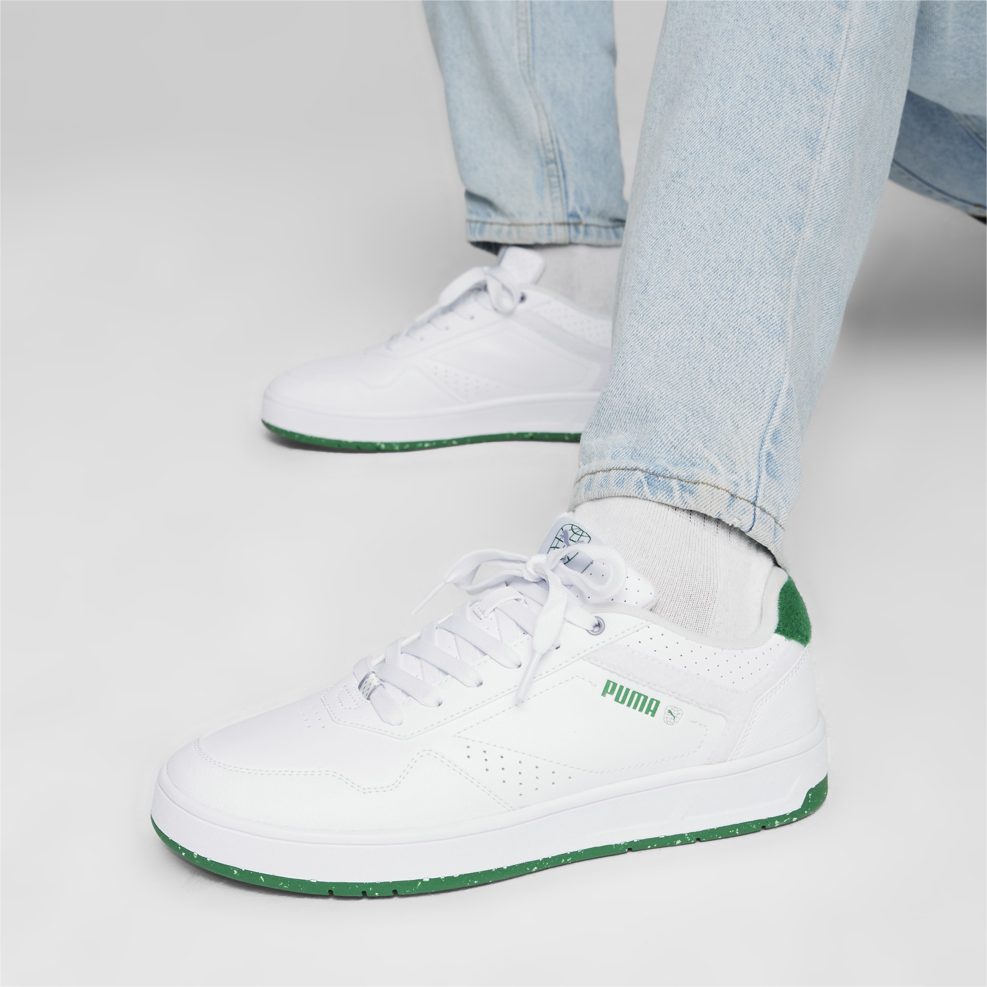 PUMA Chaussure Sneakers Court Classic Better, Blanc/Vert