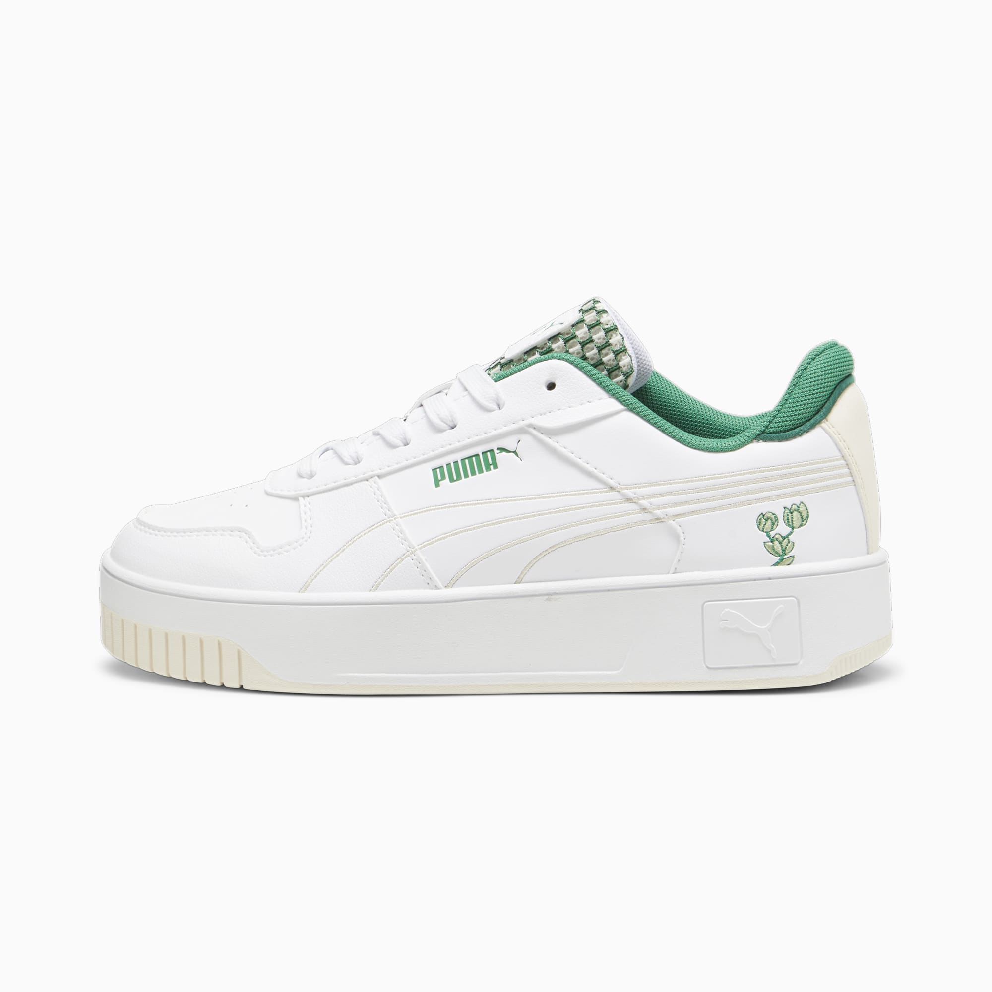 PUMA Carina Street Blossom Sneakers Voor Dames, Wit/Groen/Rood
