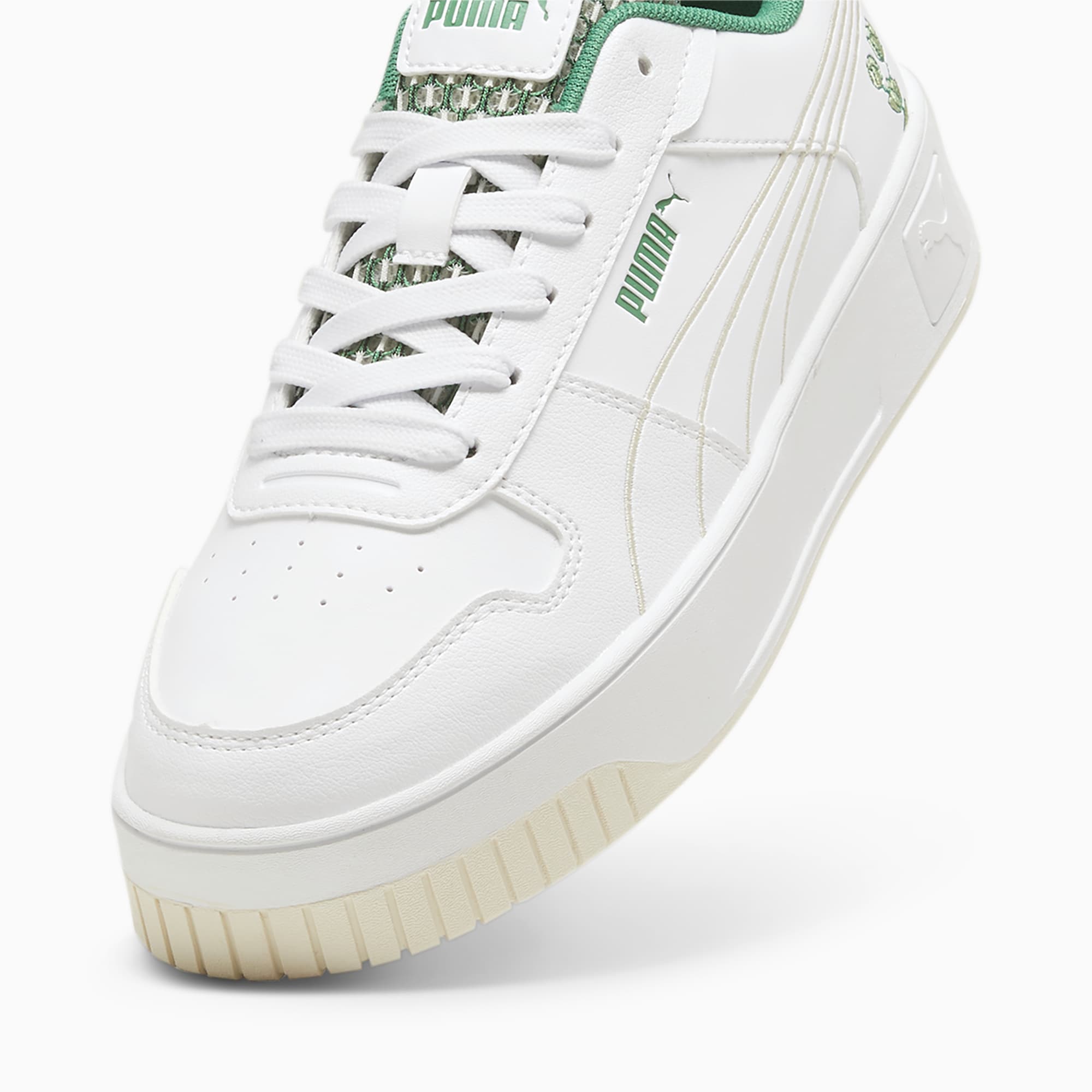 PUMA Carina Street Blossom Sneakers Voor Dames, Wit/Groen/Rood