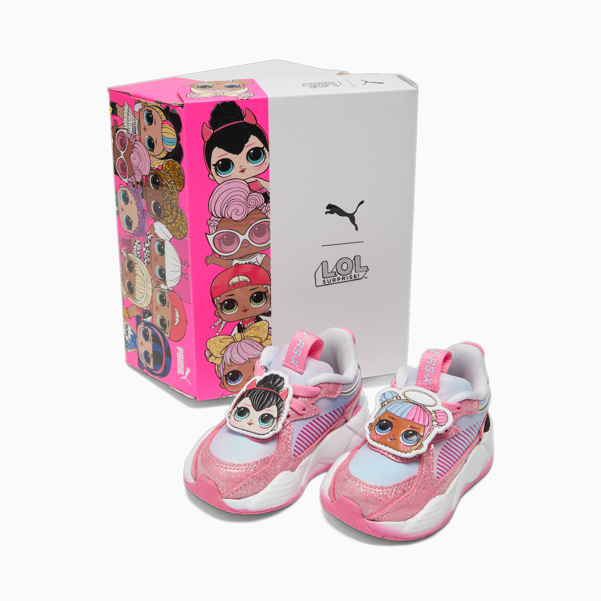 Scarpe Sneaker PUMA X LOL SURPRISE RS-X Per Bimba Ai Primi Passi, Rosa/Bianco/Argento/Altro