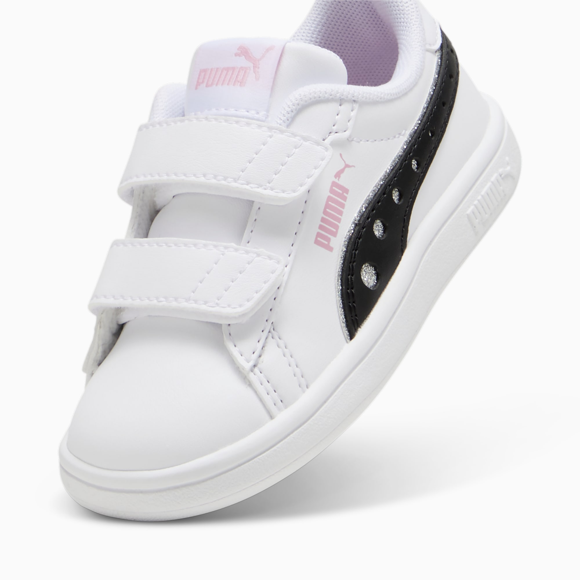 PUMA Smash 3.0 Dance Party Toddlers' Sneakers, White/Black/Pink Lilac, Size 19, Shoes
