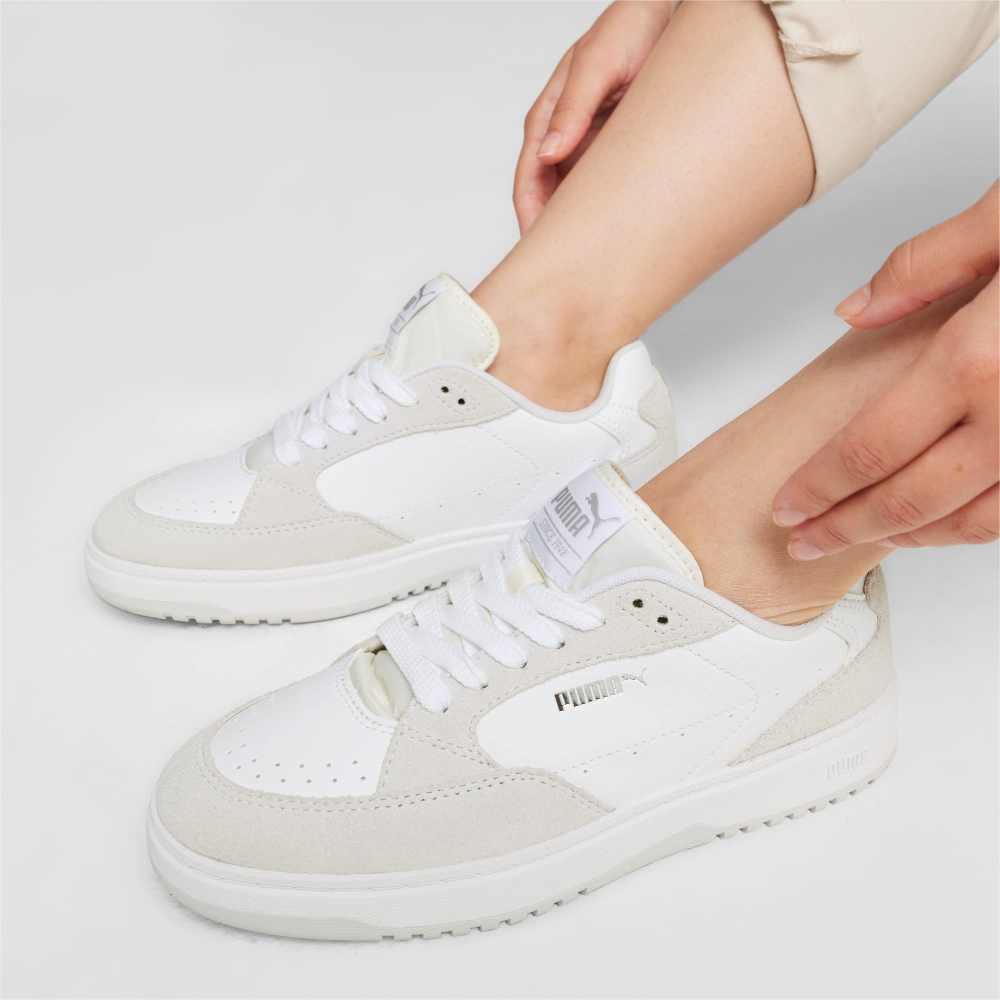 Chaussure Sneakers PUMA Doublecourt Soft VTG Femme, Blanc/Gris