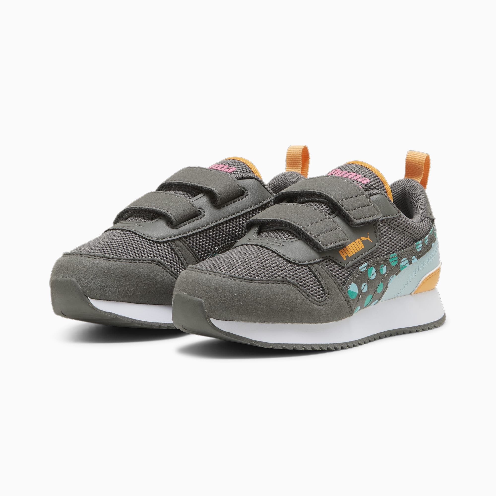 PUMA R78 Summer Camp Kids' Sneakers, Cool Dark Grey/Sparkling Green, Size 27,5, Shoes