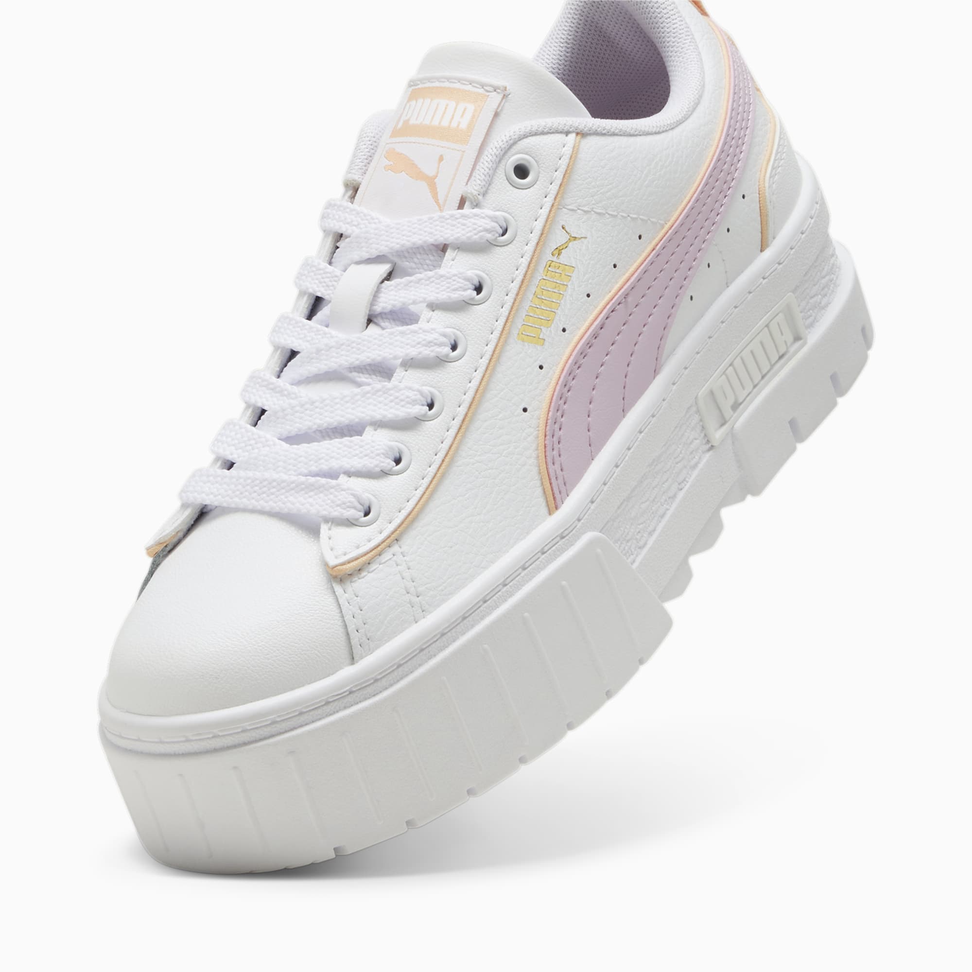 PUMA Mayze Leather Piping Sneakers, Paars/Roze/Wit