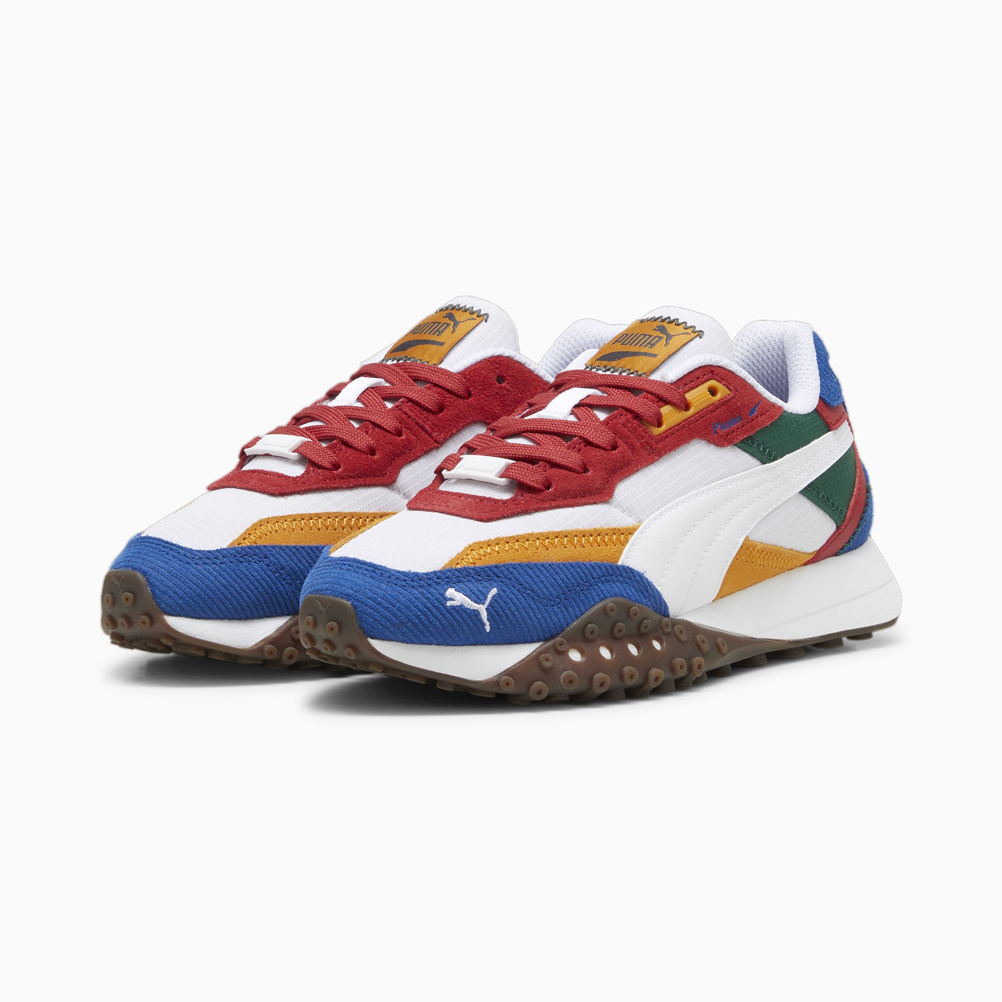 PUMA Blktop Rider Multicolour Youth Sneakers, White/Club Red