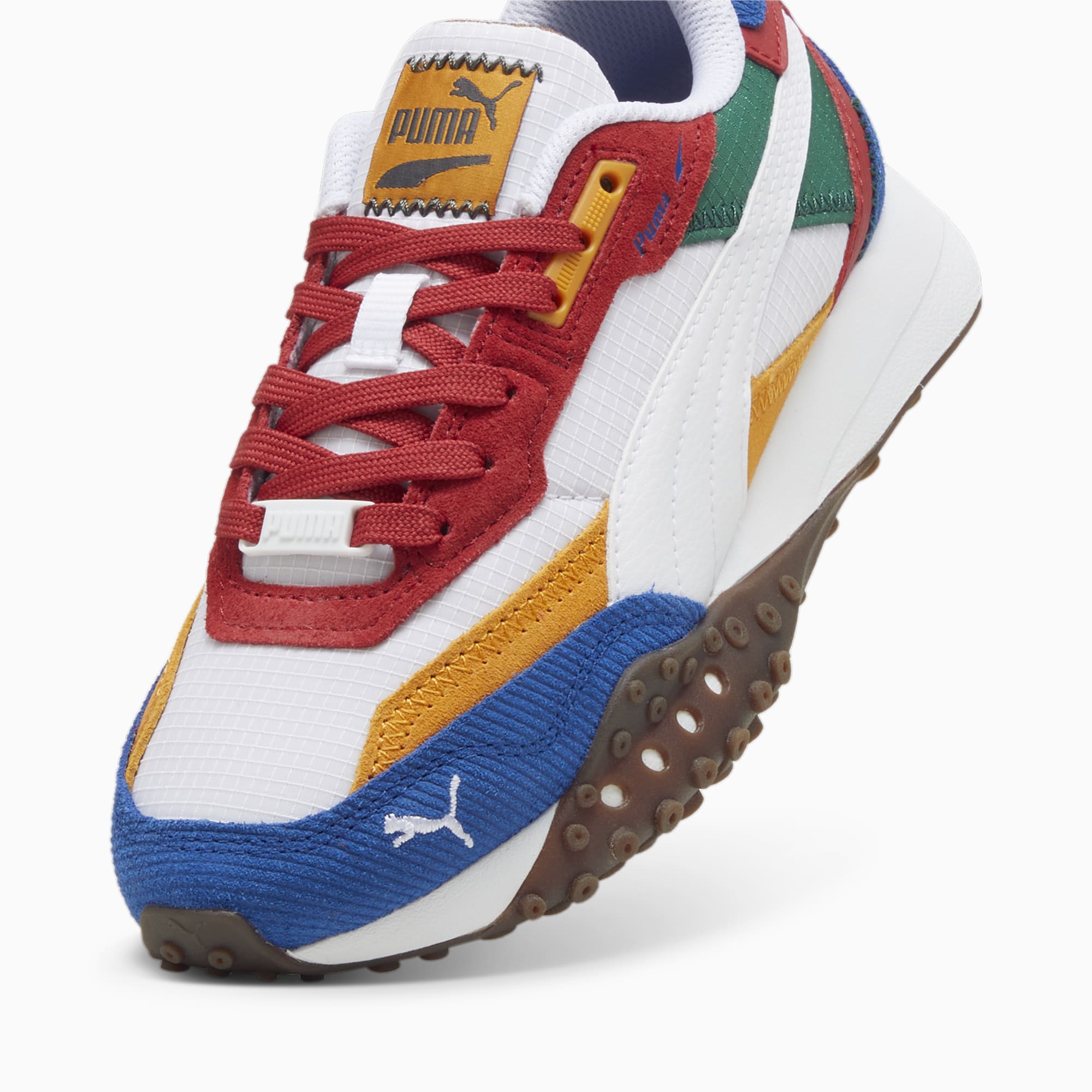 PUMA Blktop Rider Multicolour Youth Sneakers, White/Club Red