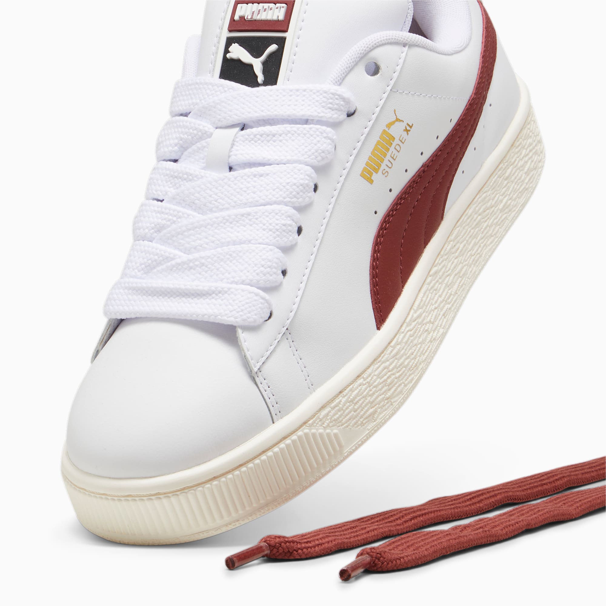 PUMA Suede XL leren sneakers uniseks, Wit/Rood