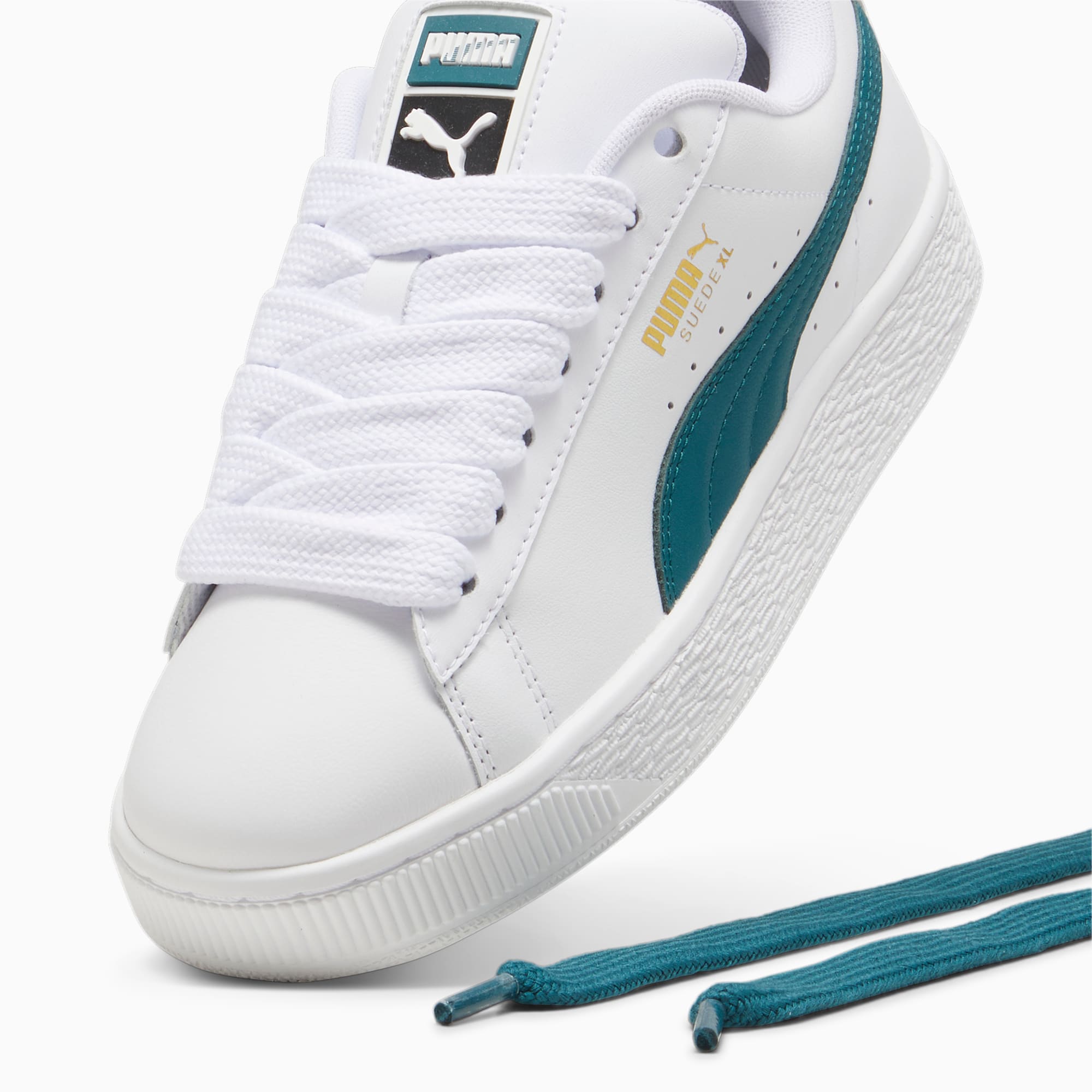 PUMA Suede XL leren sneakers uniseks, Wit/Groen