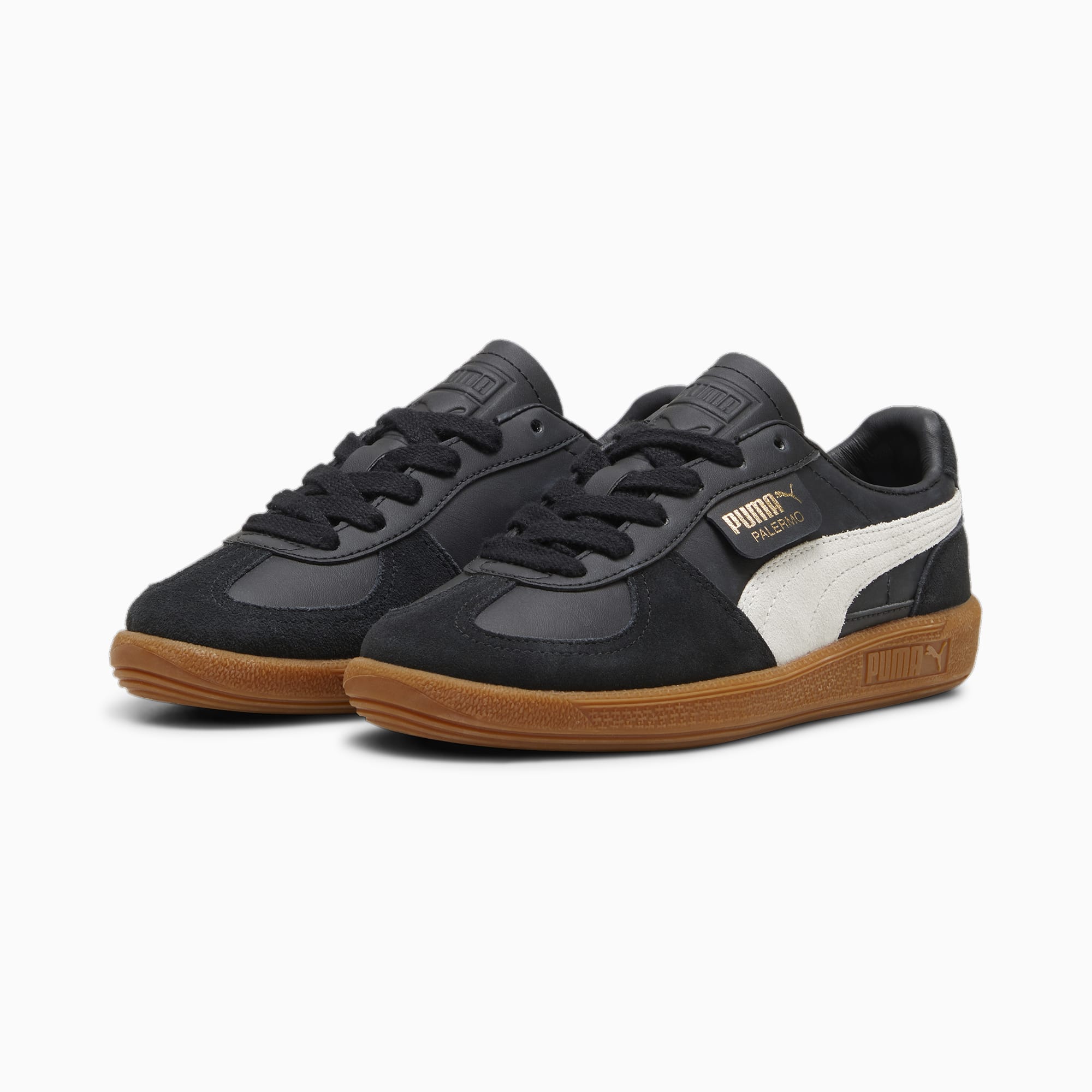 PUMA Palermo Lth Sneakers Teenager Schuhe, Schwarz/Grau, Größe: 35.5, Schuhe