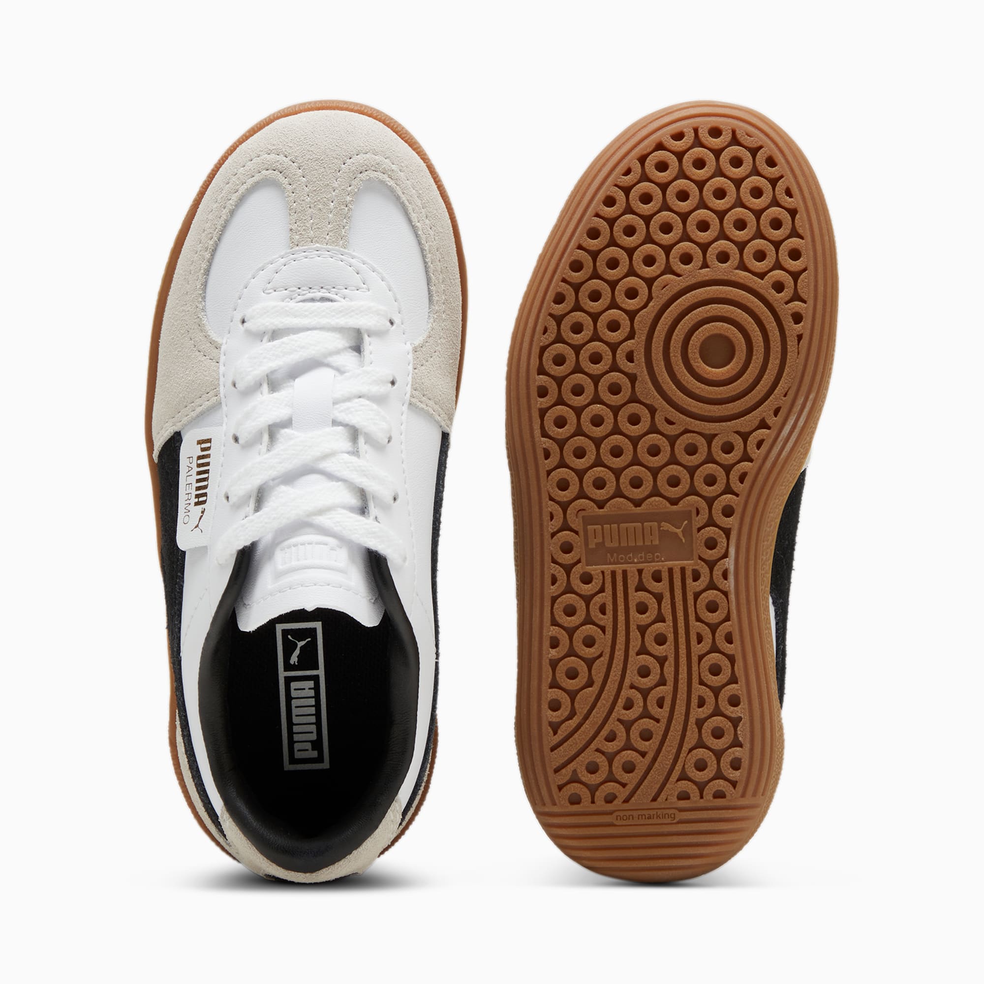 PUMA Palermo Lth Sneakers Kinder Schuhe, Weiß/Grau, Größe: 27.5, Schuhe