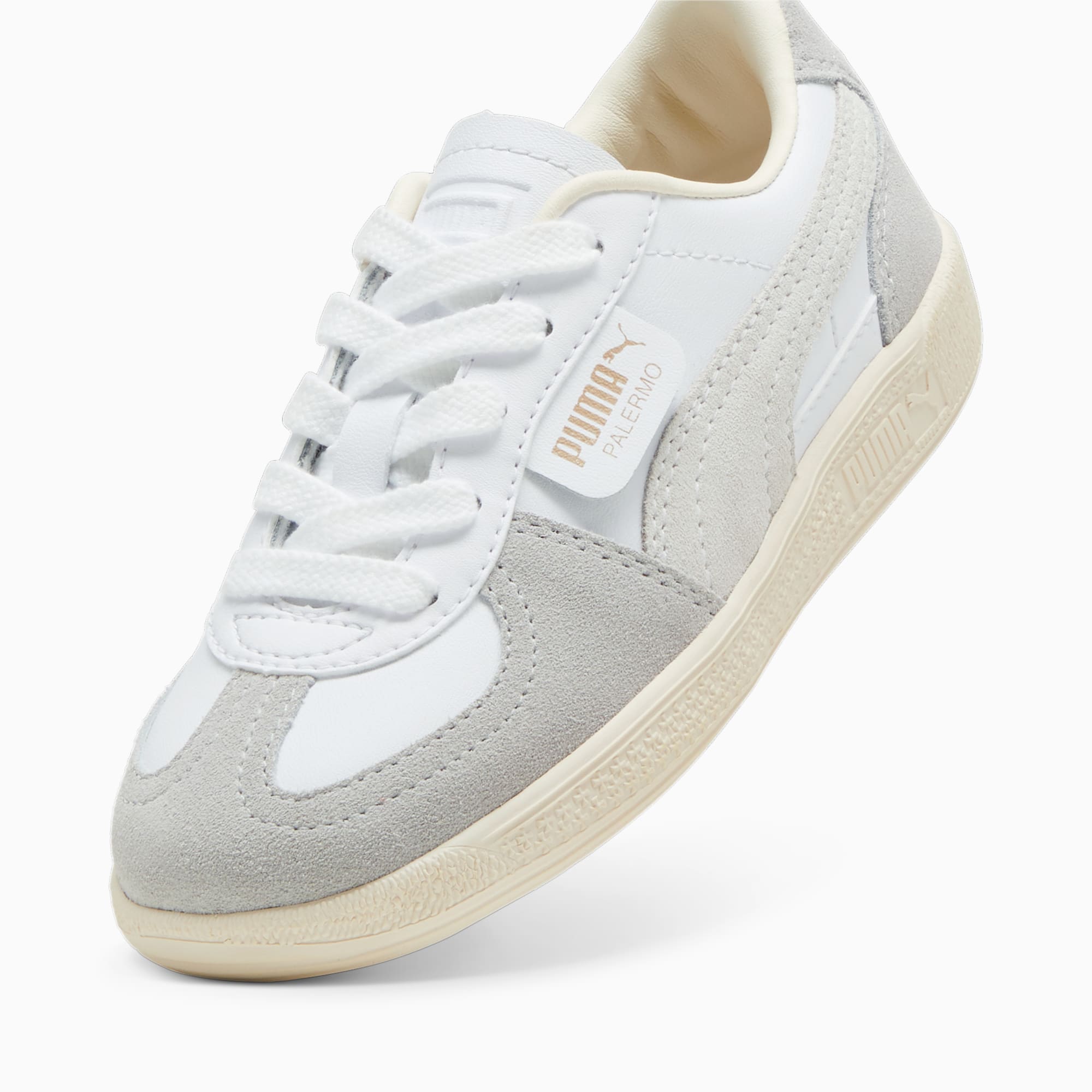 PUMA Palermo leren sneakers, Wit/Grijs/Rood