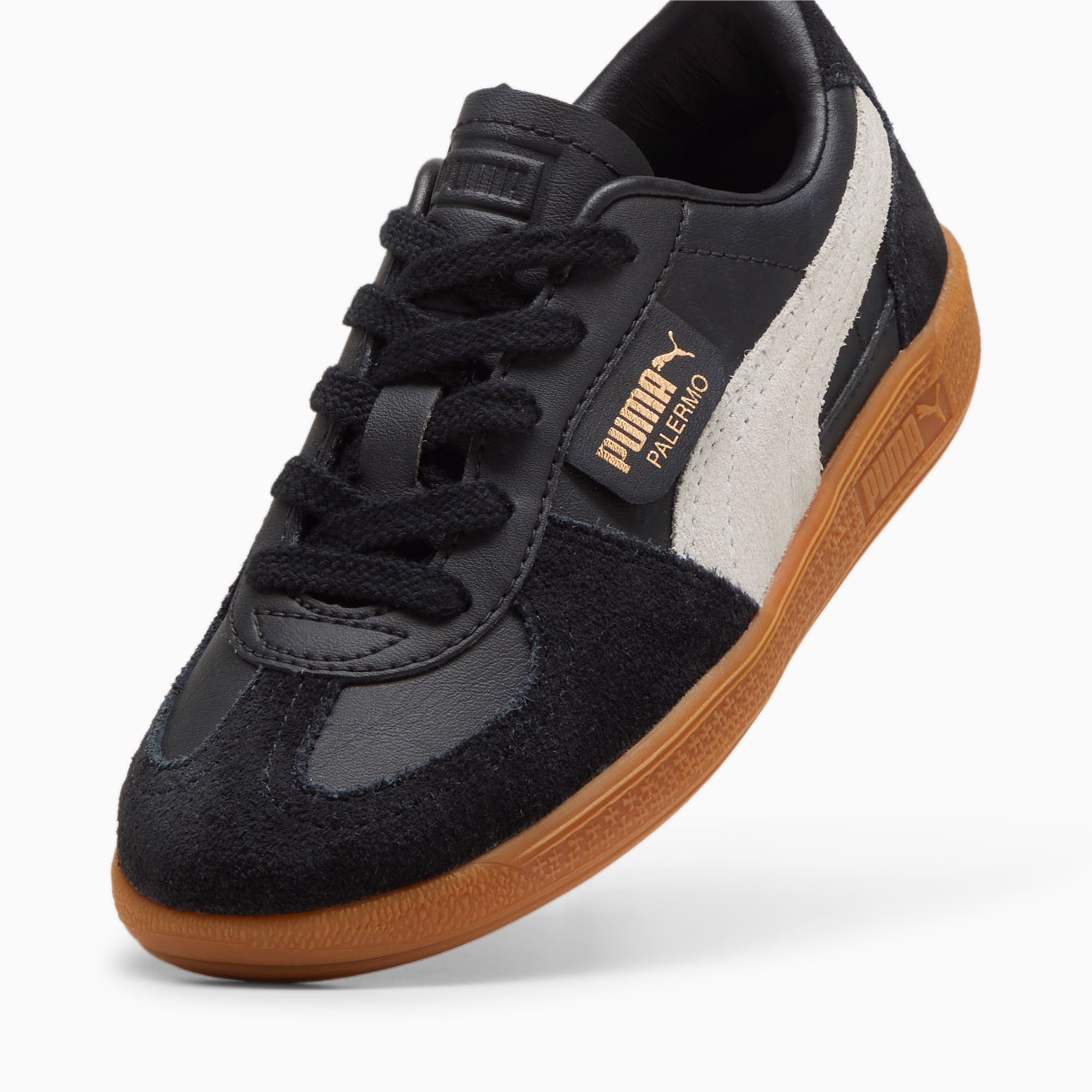 PUMA Palermo Lth Sneakers Kinder Schuhe, Schwarz/Grau, Größe: 27.5, Schuhe