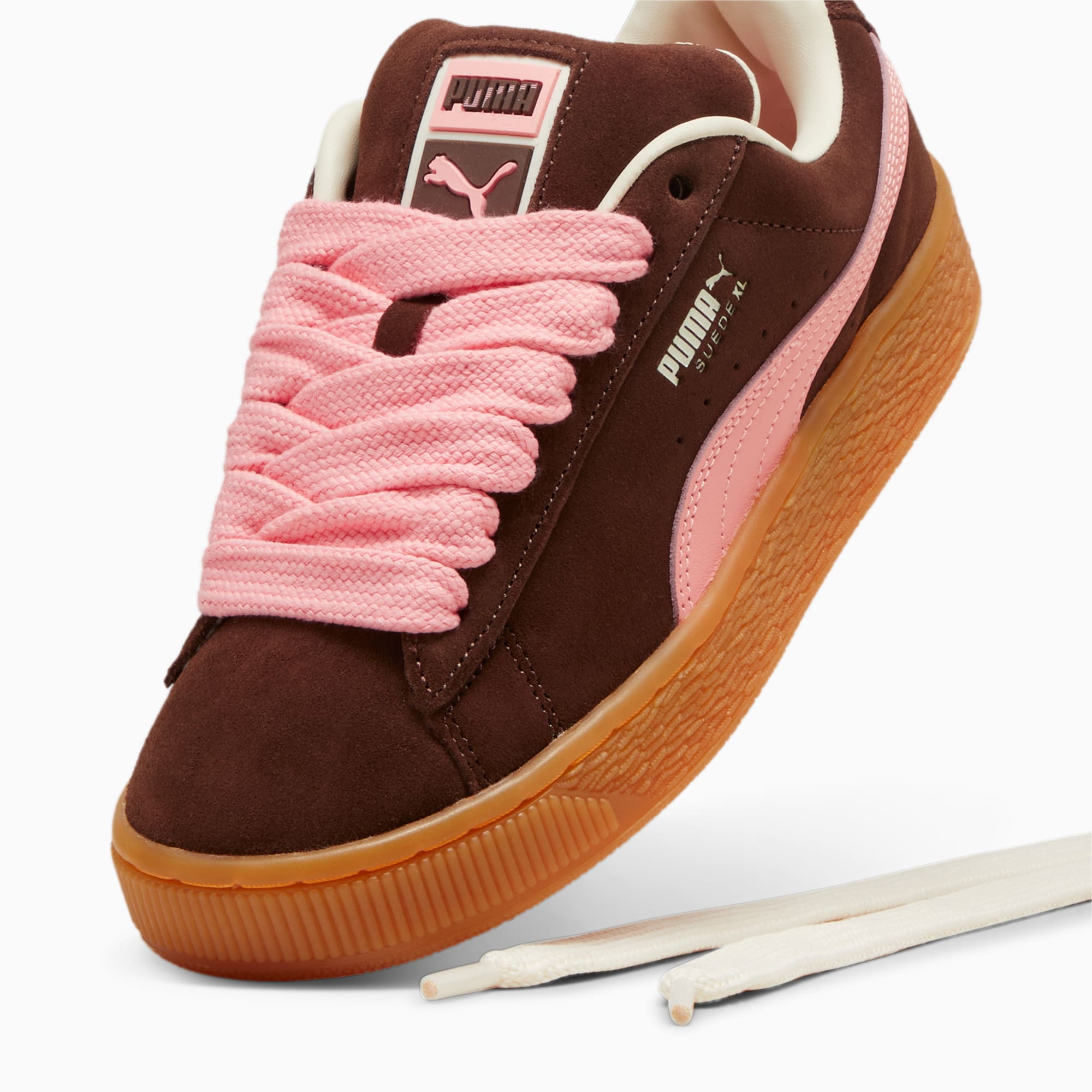 PUMA Suede Xl Sneakers Women, Chestnut Brown/Peach Smoothie/Frosted Ivory, Size 35,5, Shoes