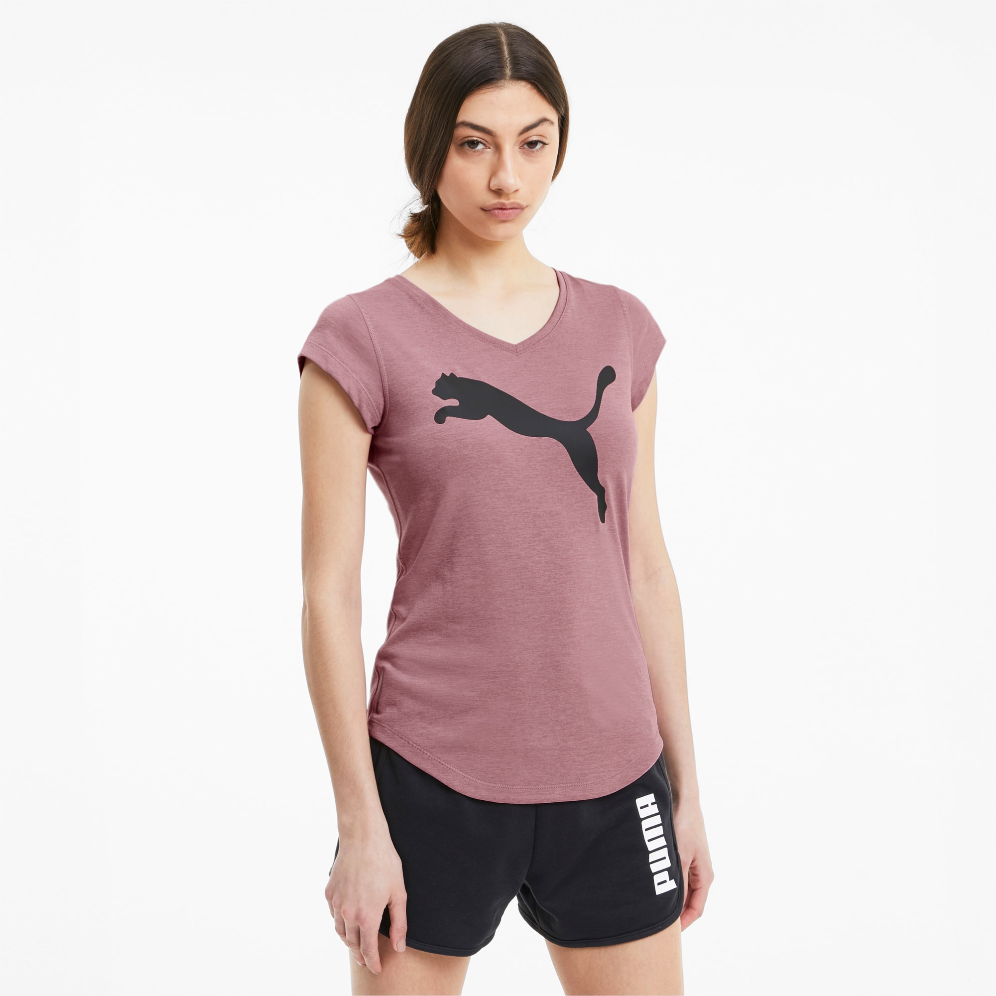 PUMA T-Shirt Heather Cat Training V-Neck pour Femme/Bruyère, Taille XL, Vêtements