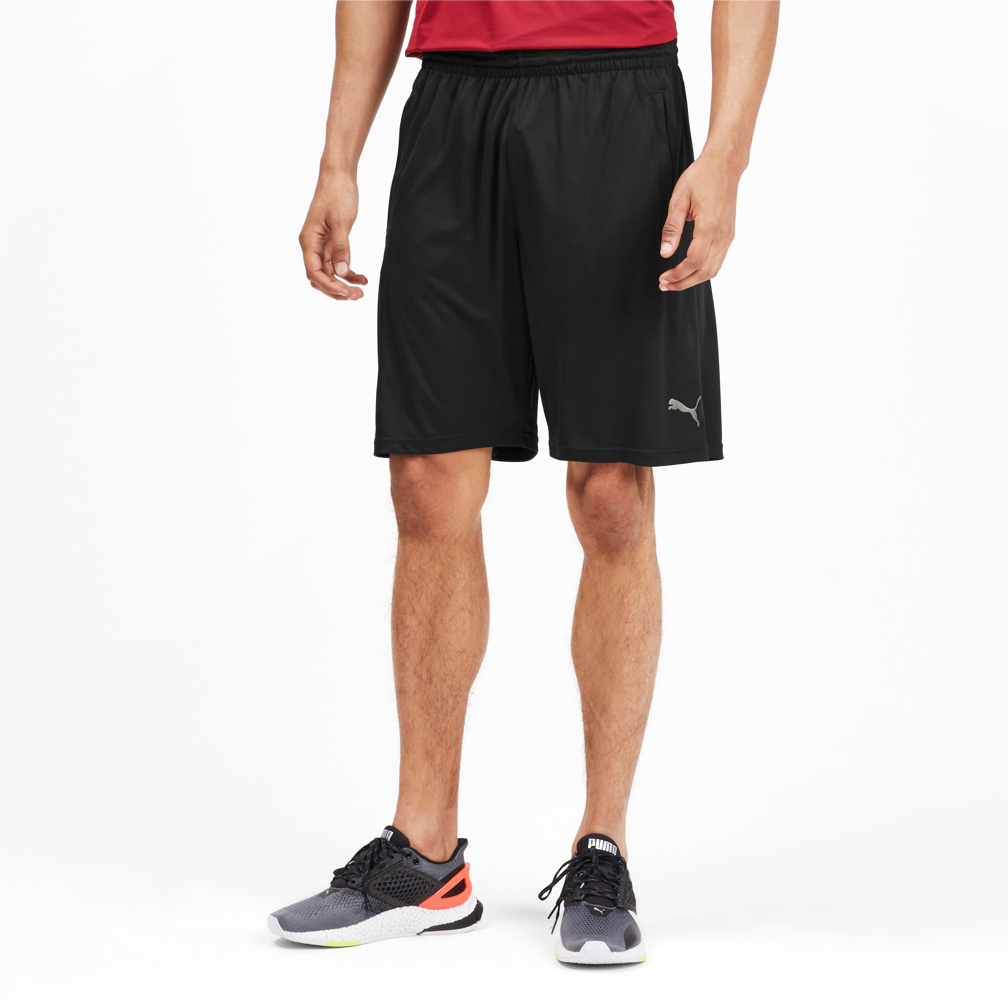 PUMA Short en maille Collective Training pour Homme, Noir/Rouge, Taille L, Vêtements