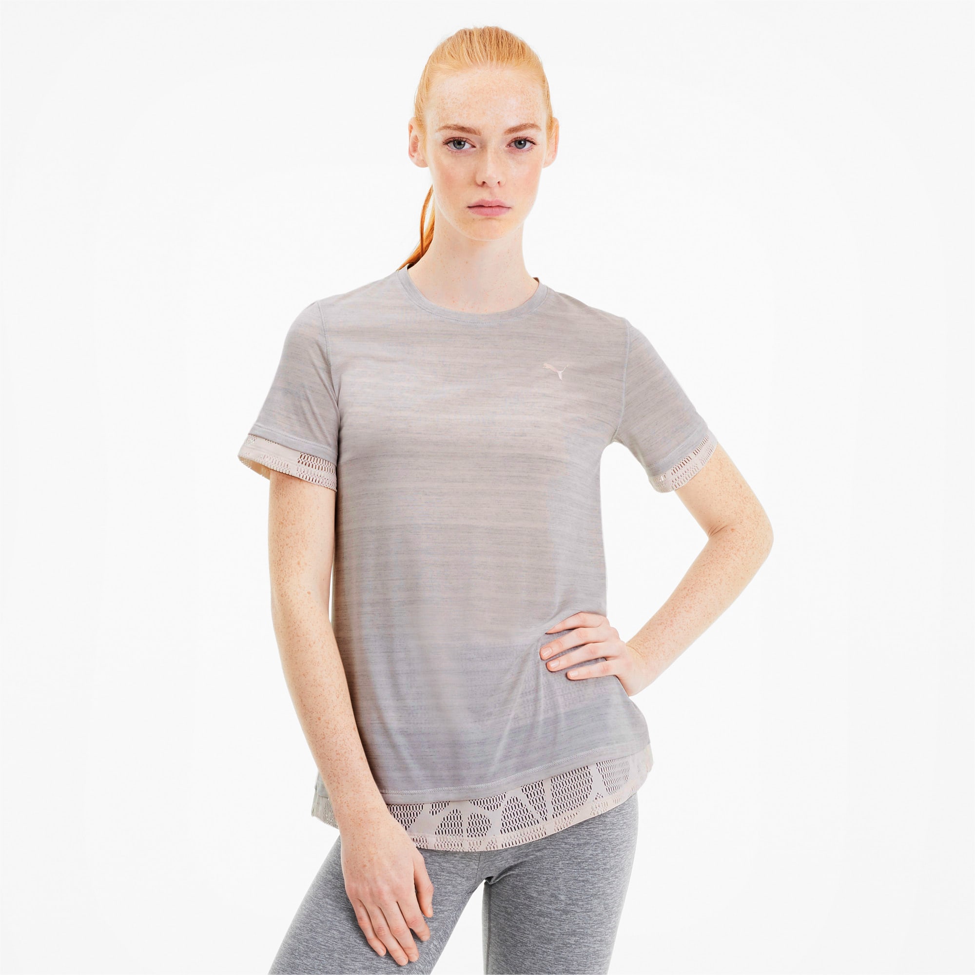 Studio Mixed kanten training-T-shirt voor Dames, Roze, Maat M | PUMA