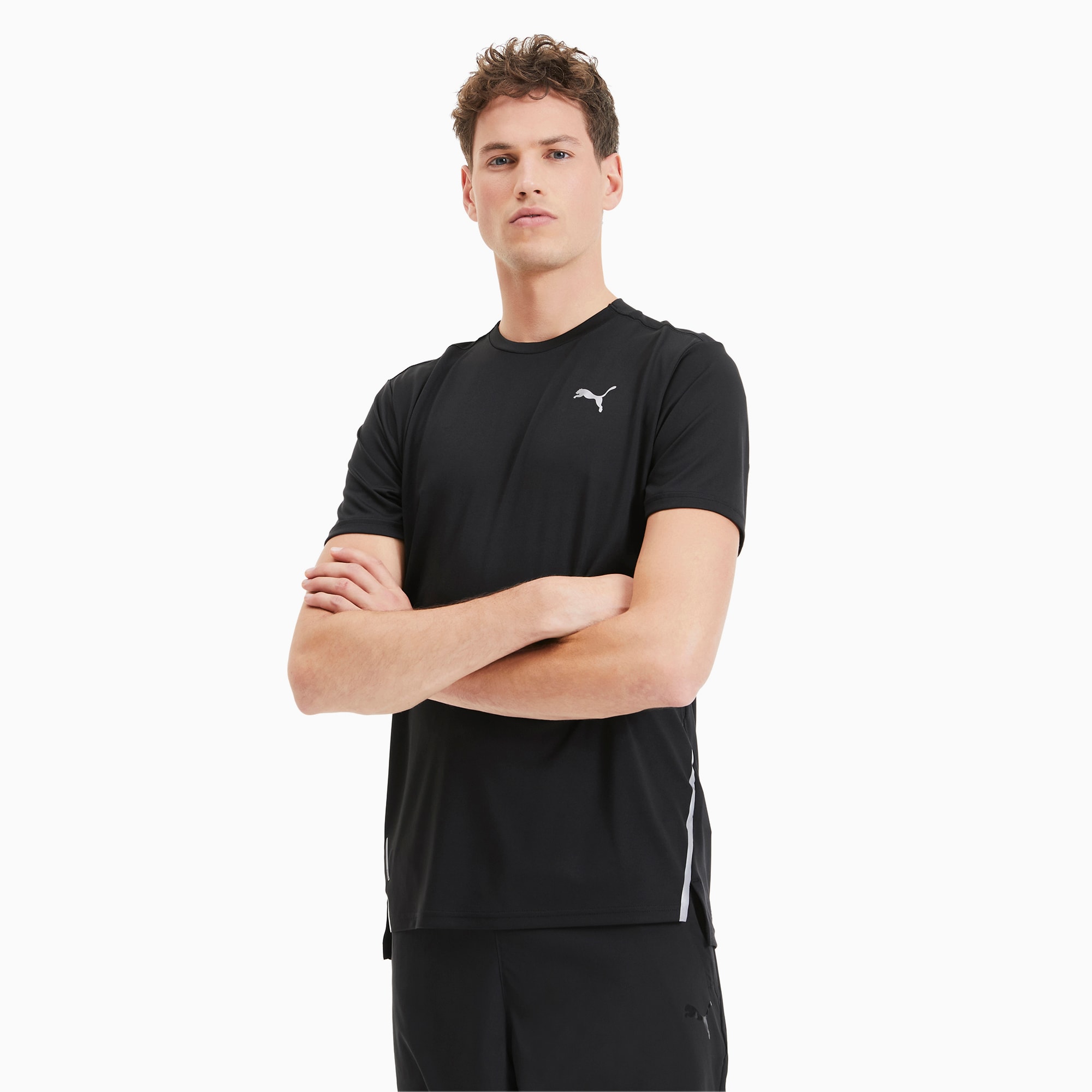 PUMA T-Shirt de running Lite Laser Cat homme, Noir, Taille S, Vêtements